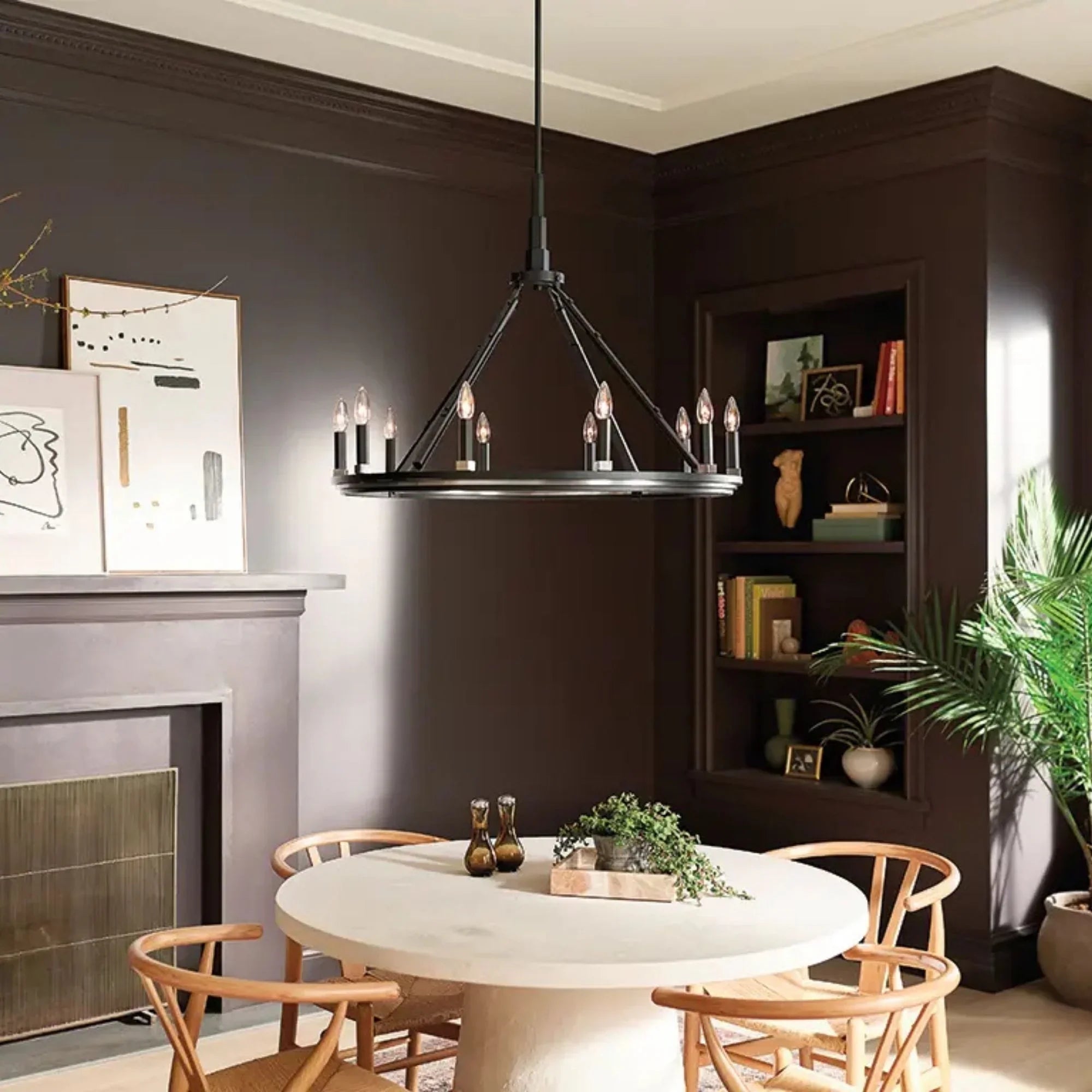 Kichler Emmala 34.25 in. 10-Light Chandelier, Black & Brushed Nickel