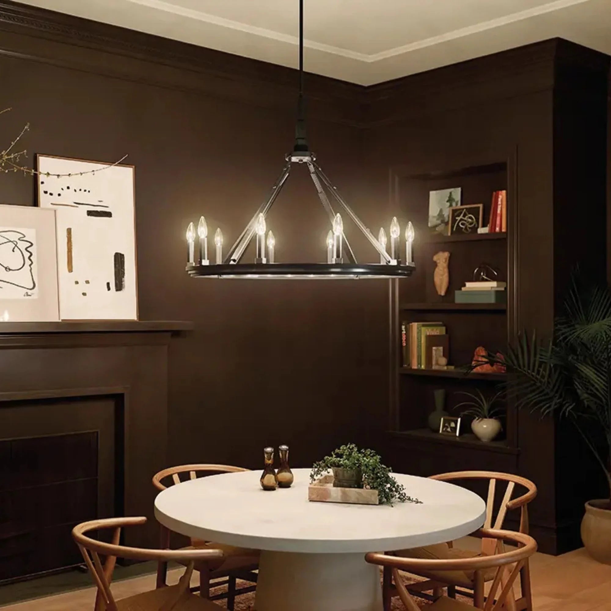 Kichler Emmala 34.25 in. 10-Light Chandelier, Black & Brushed Nickel