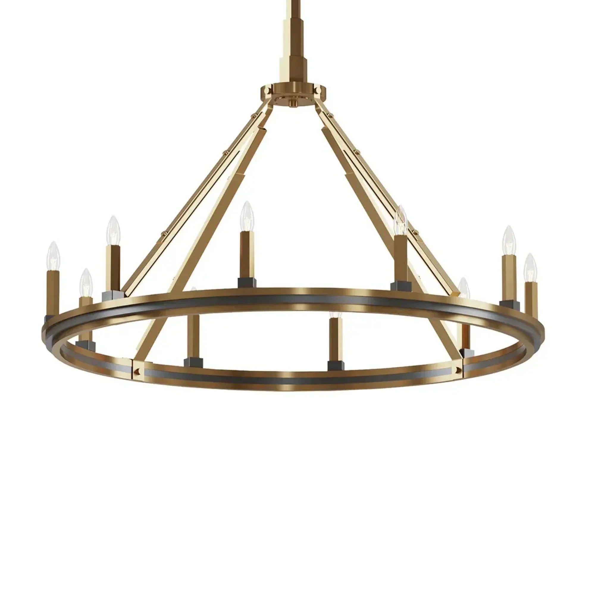Kichler Emmala 34 in. 10-Light Chandelier, Brushed Natural Brass & Black