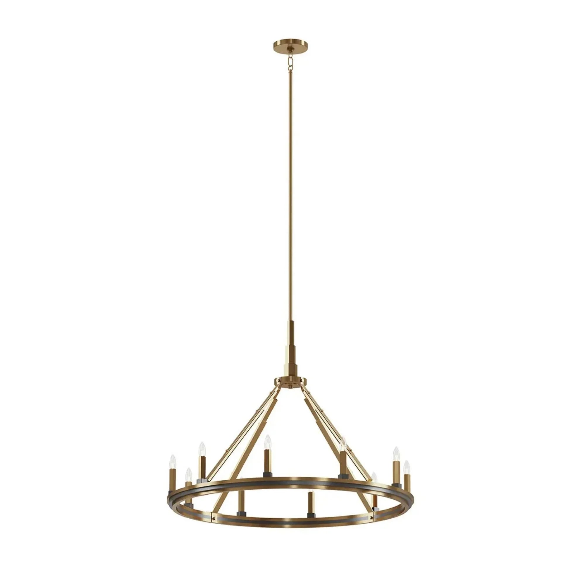 Kichler Emmala 34 in. 10-Light Chandelier, Brushed Natural Brass & Black