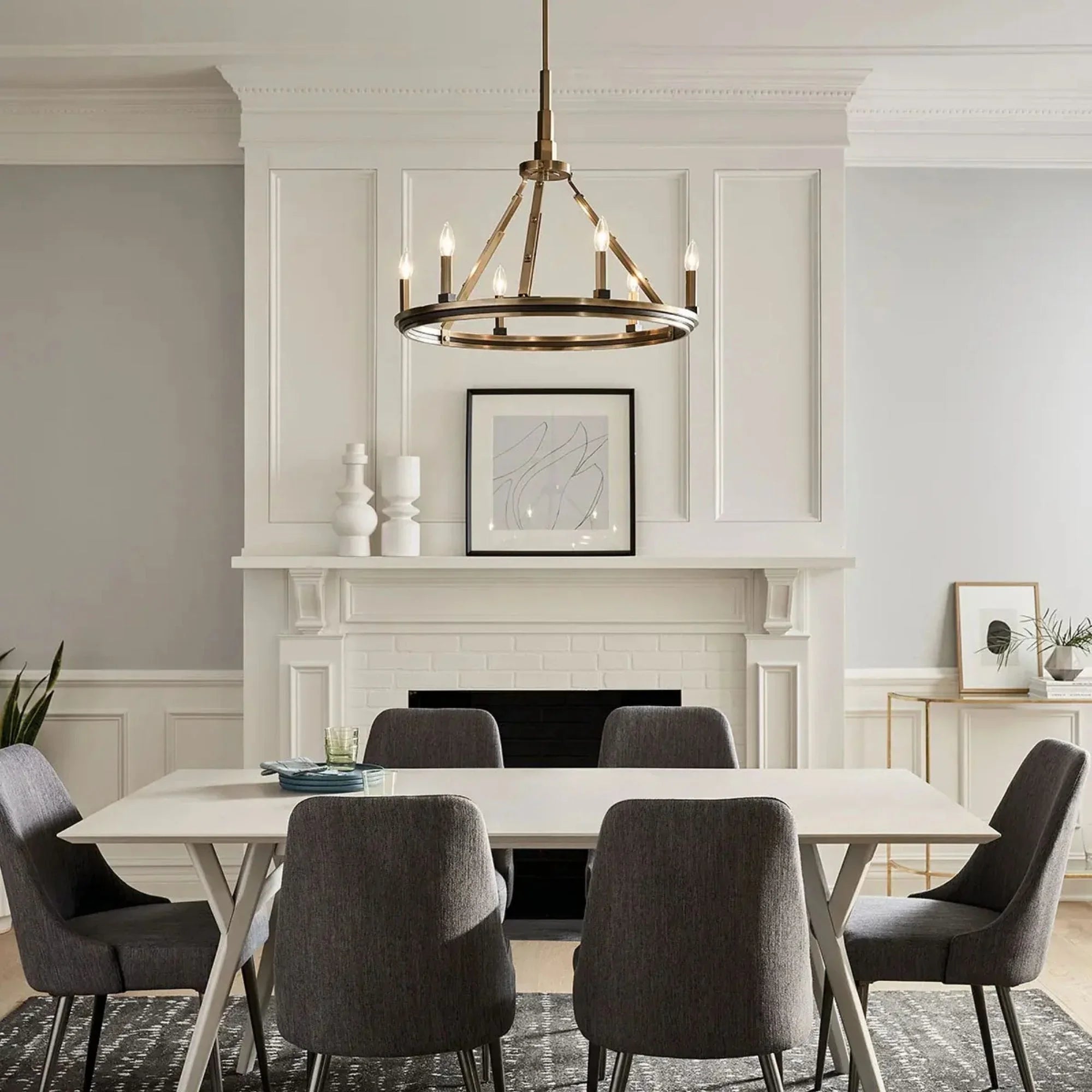 Kichler Emmala 34 in. 10-Light Chandelier, Brushed Natural Brass & Black