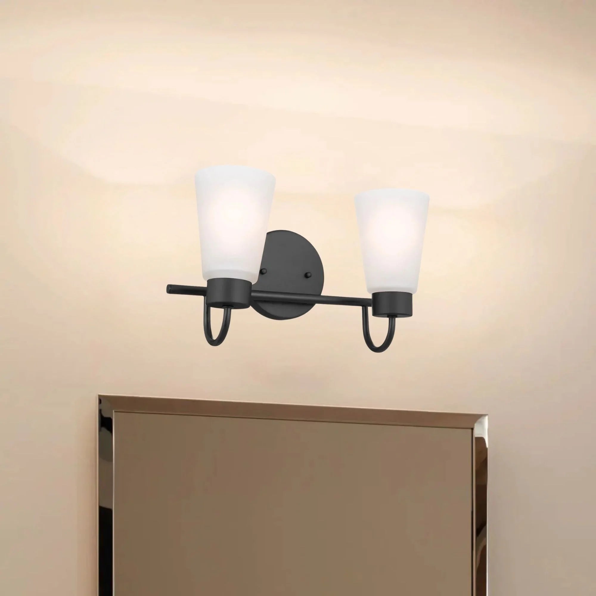 Erma 14" 2-Light Bath Vanity Light, Black Finish