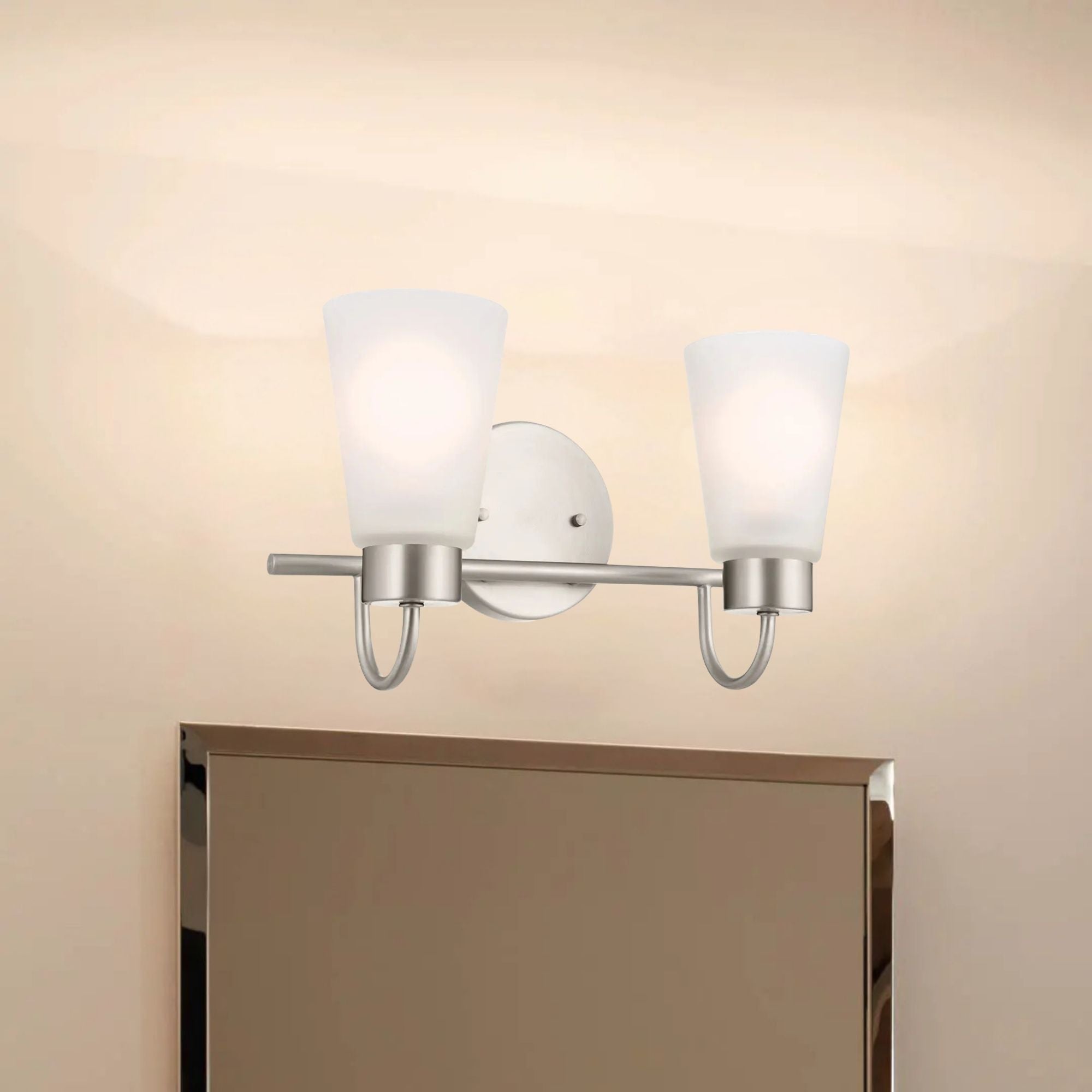 Erma 14" 2-Light Bath Vanity Light, Brushed Nickel Finish