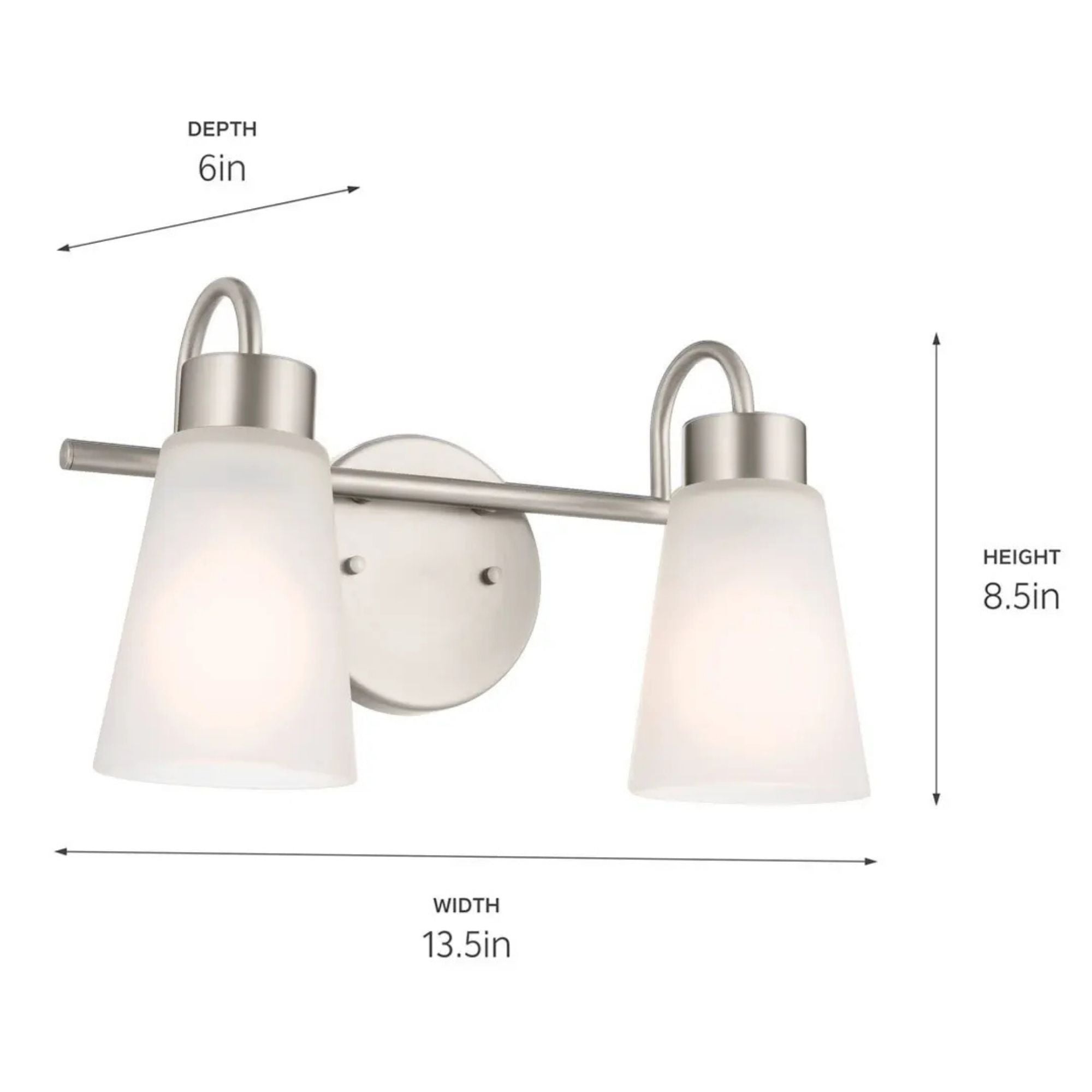 Erma 14" 2-Light Bath Vanity Light, Brushed Nickel Finish