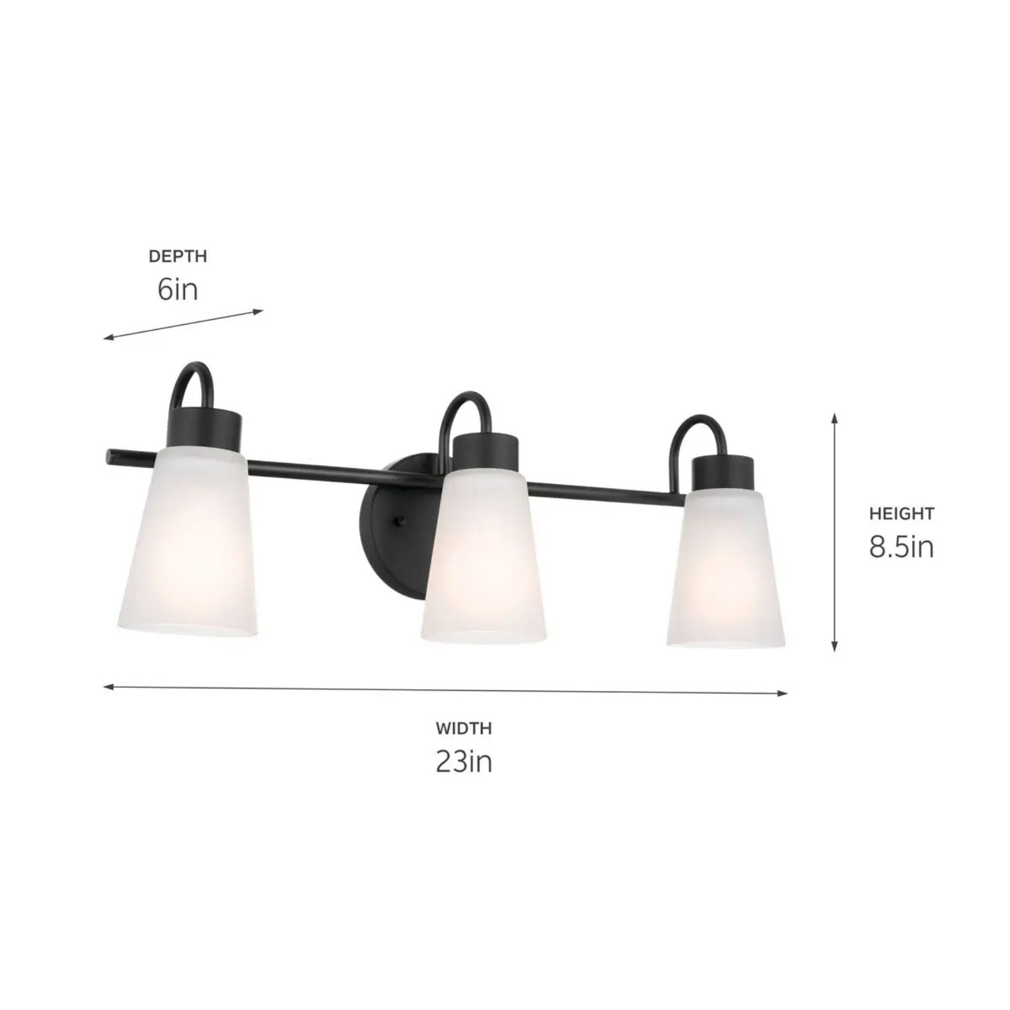 Erma 23" 3-Light Bath Vanity Light, Black Finish