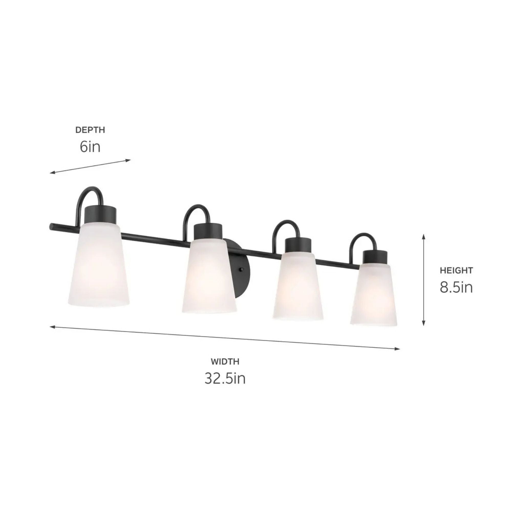 Erma 33" 4-Light Bath Vanity Light, Black Finish