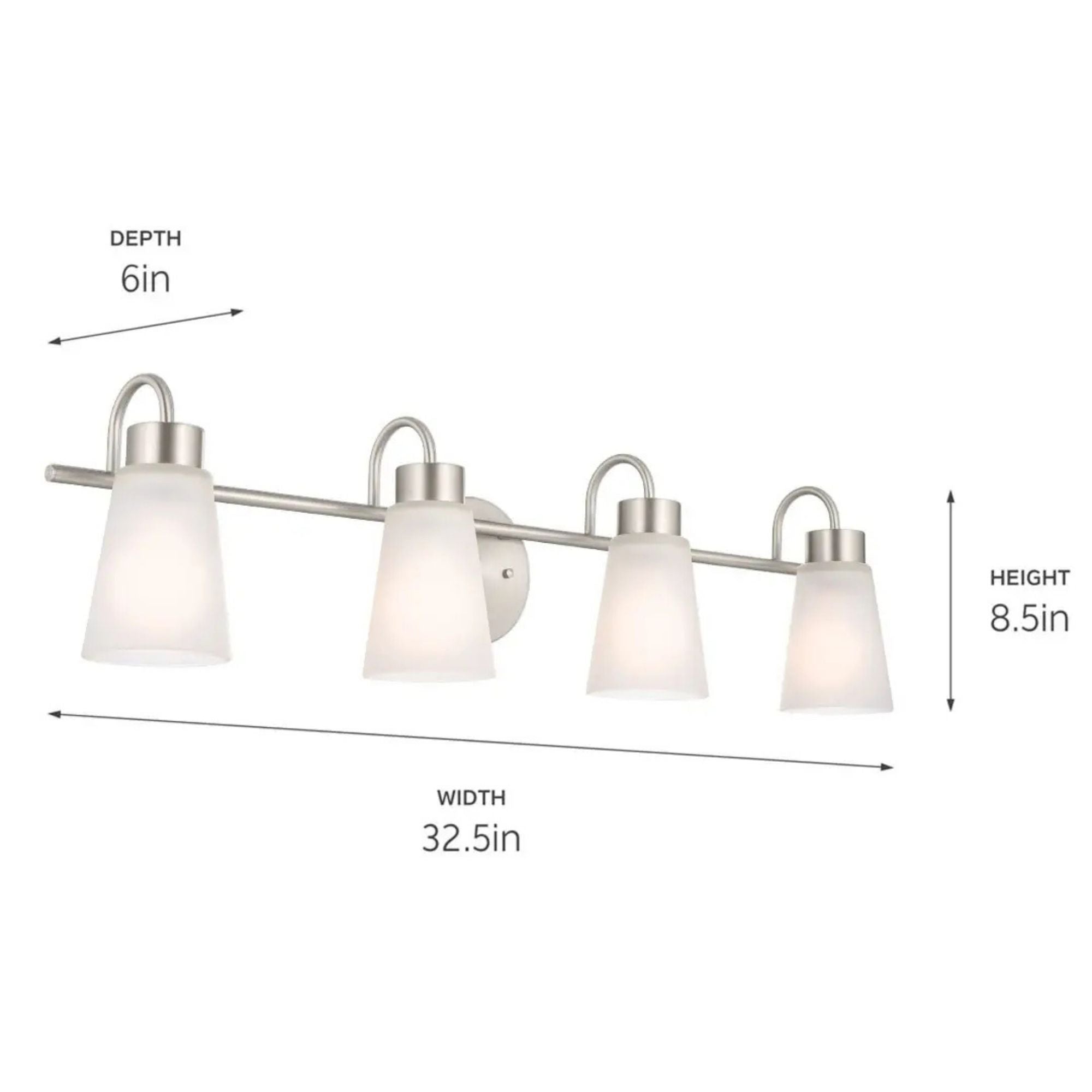 Erma 33" 4-Light Bath Vanity Light, Brushed Nickel Finish