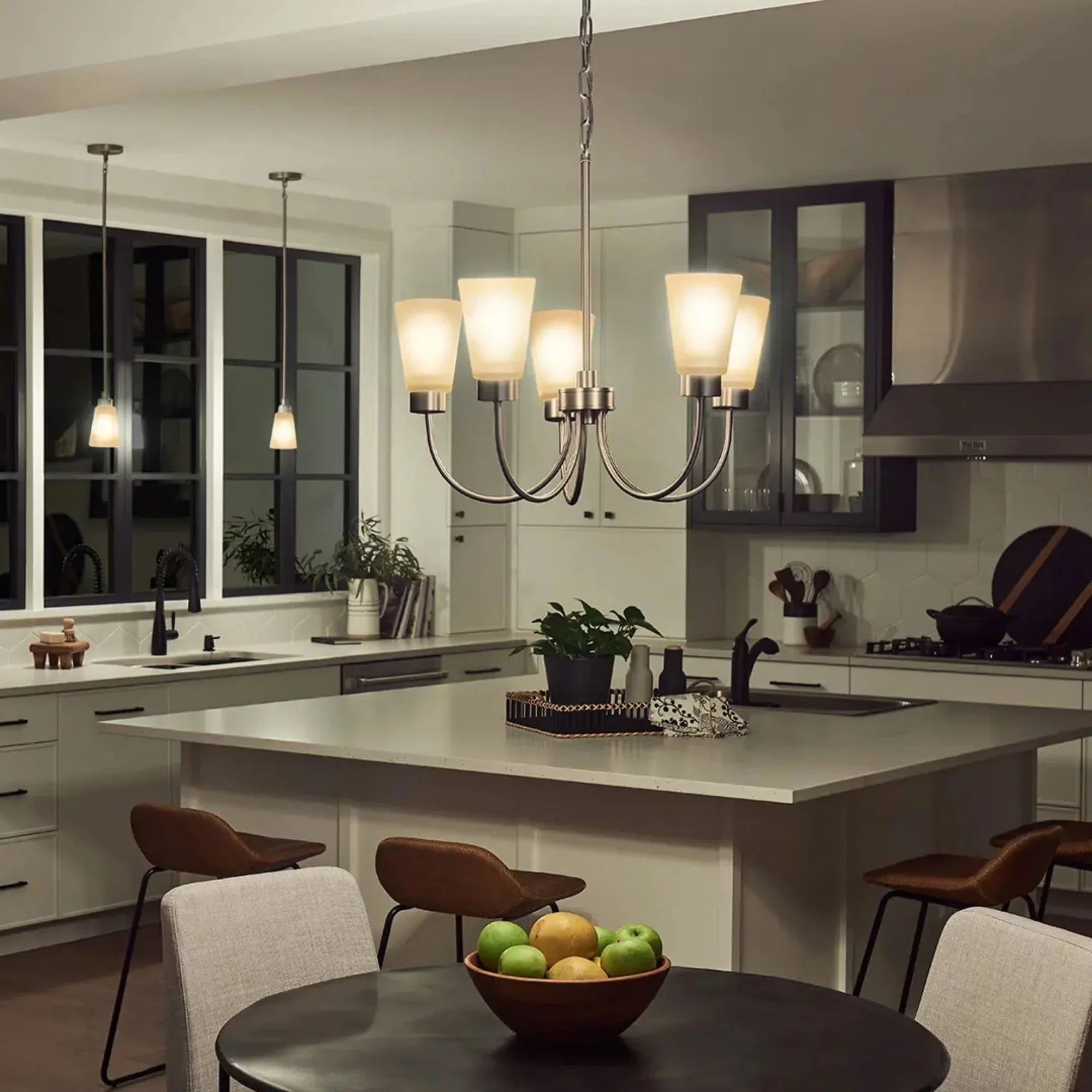 Erma 24" Chandelier, Brushed Nickel Finish