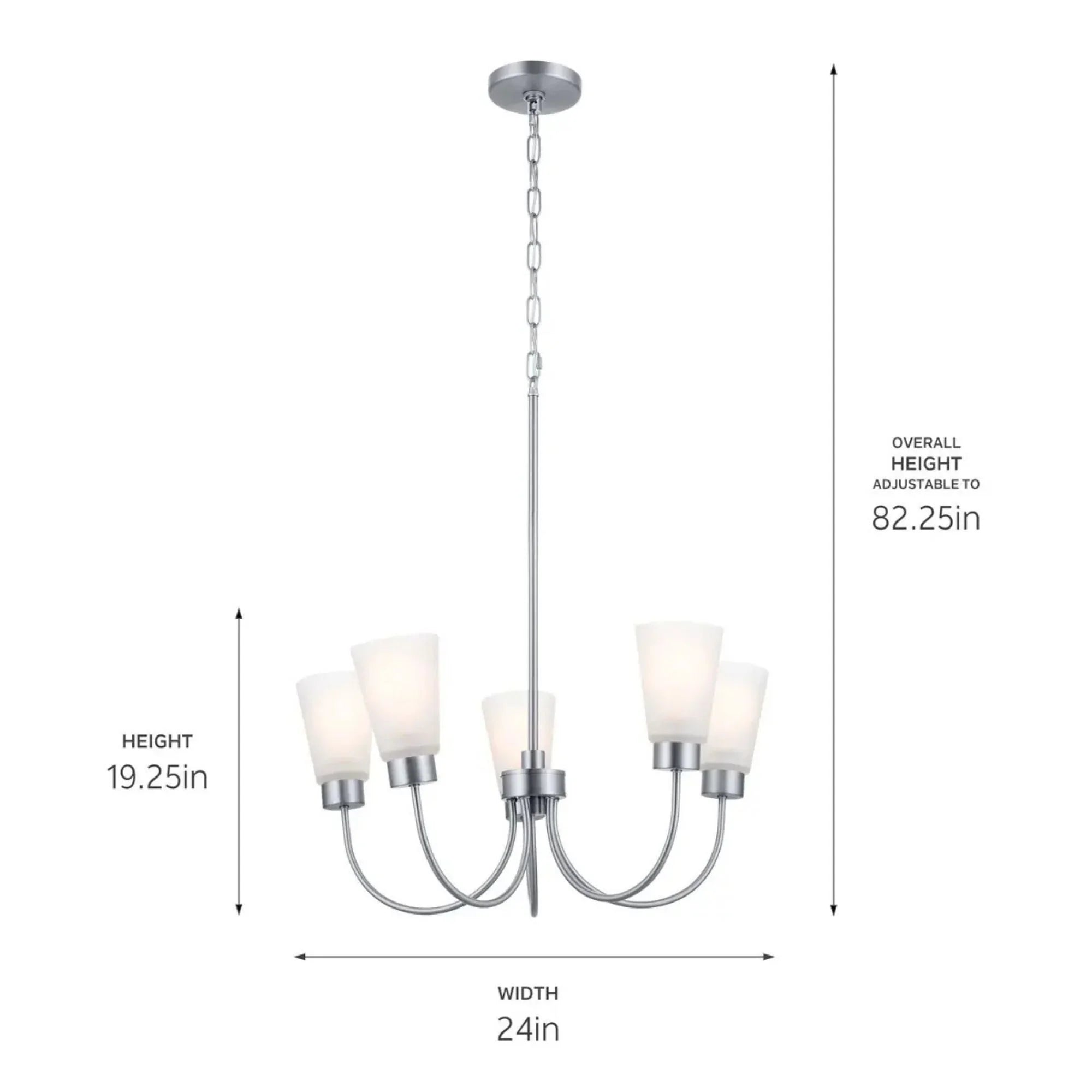 Erma 24" Chandelier, Brushed Nickel Finish