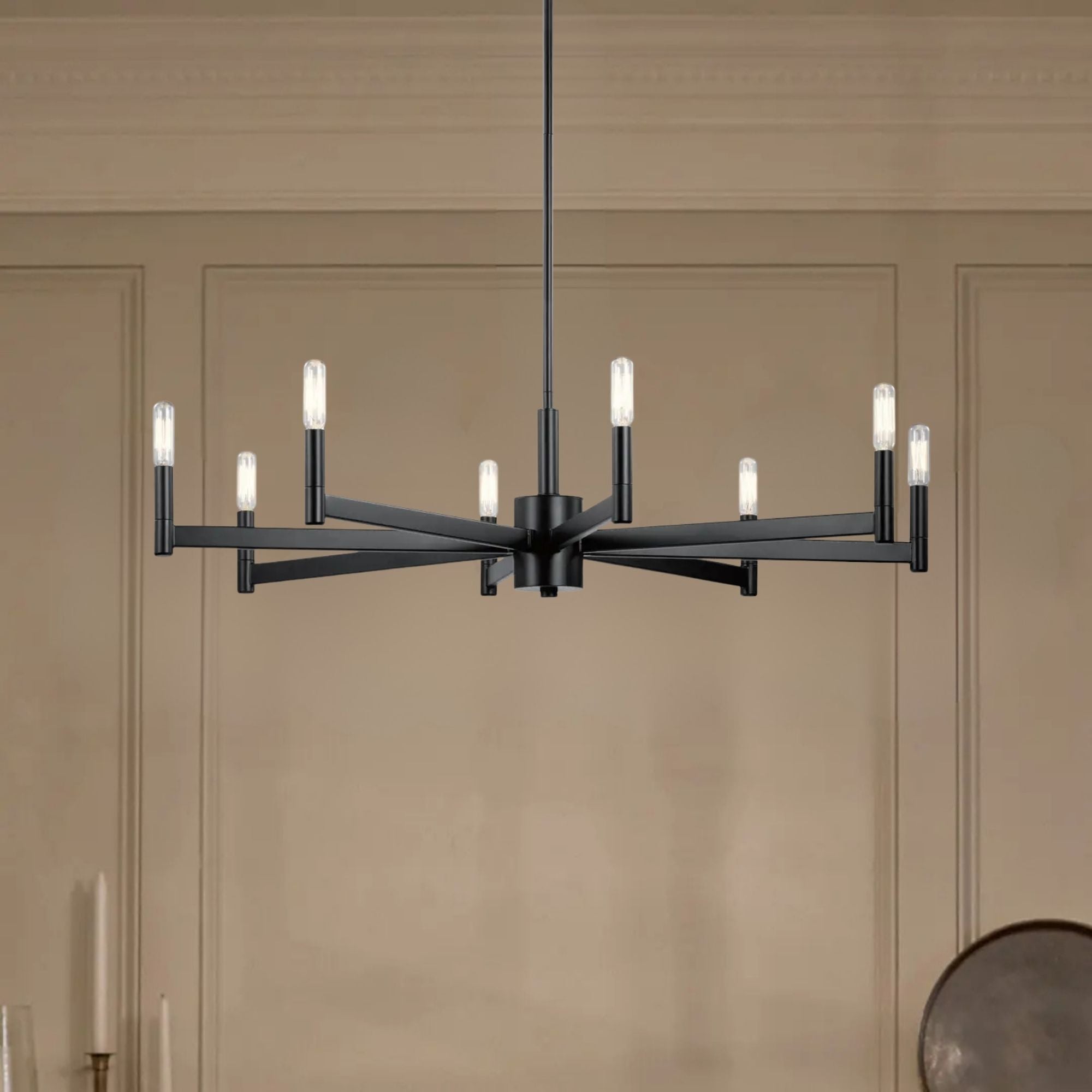 Erzo 36" 8-Light Chandelier, Black Finish