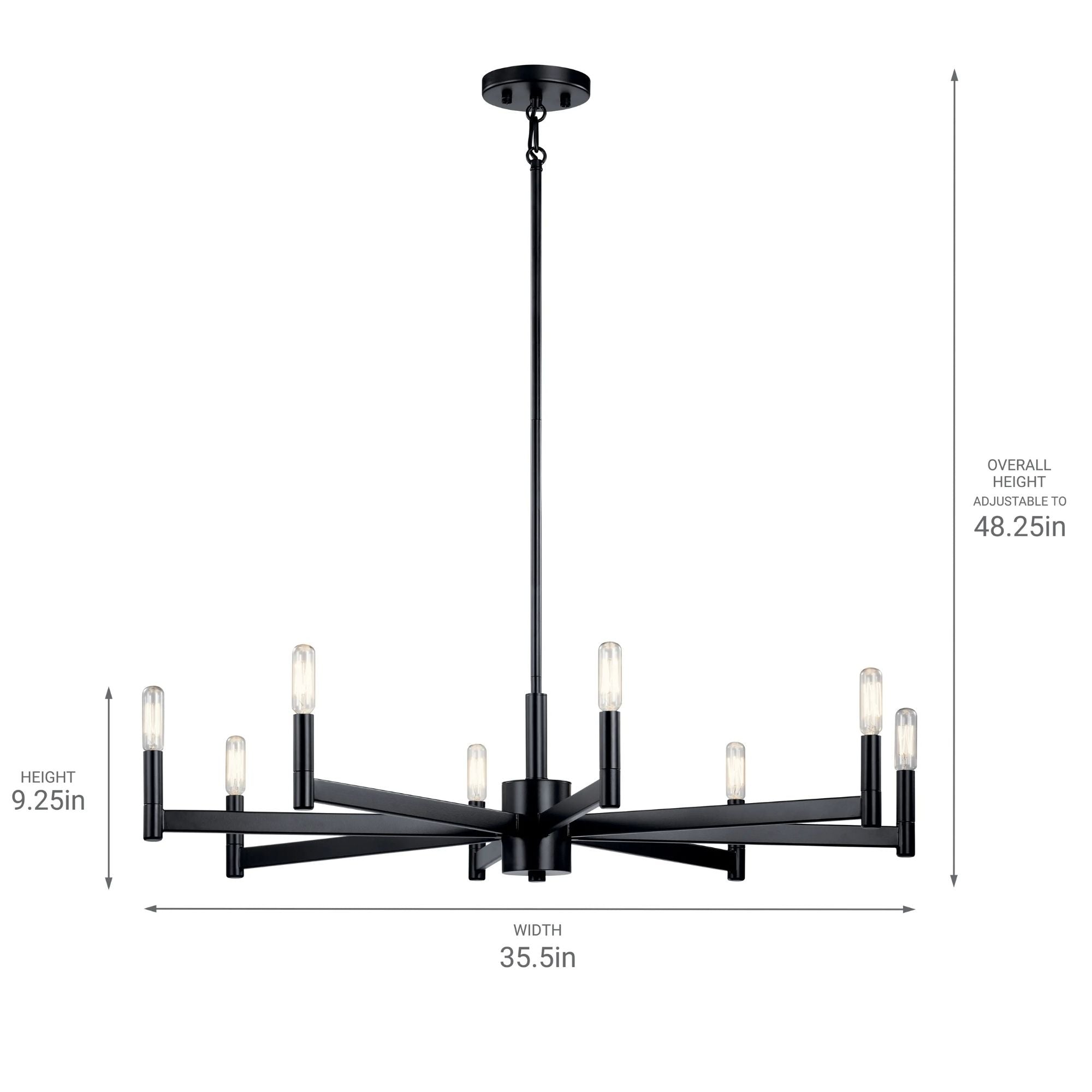 Erzo 36" 8-Light Chandelier, Black Finish