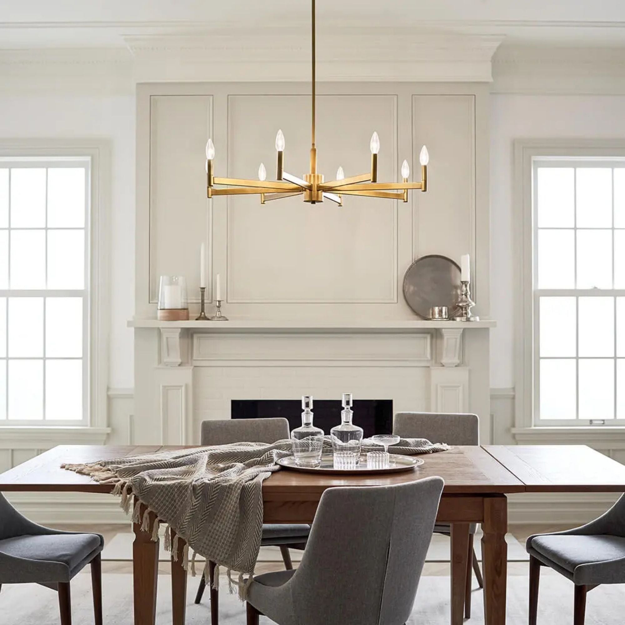 Erzo 36" 8-Light Chandelier, Natural Brass Finish