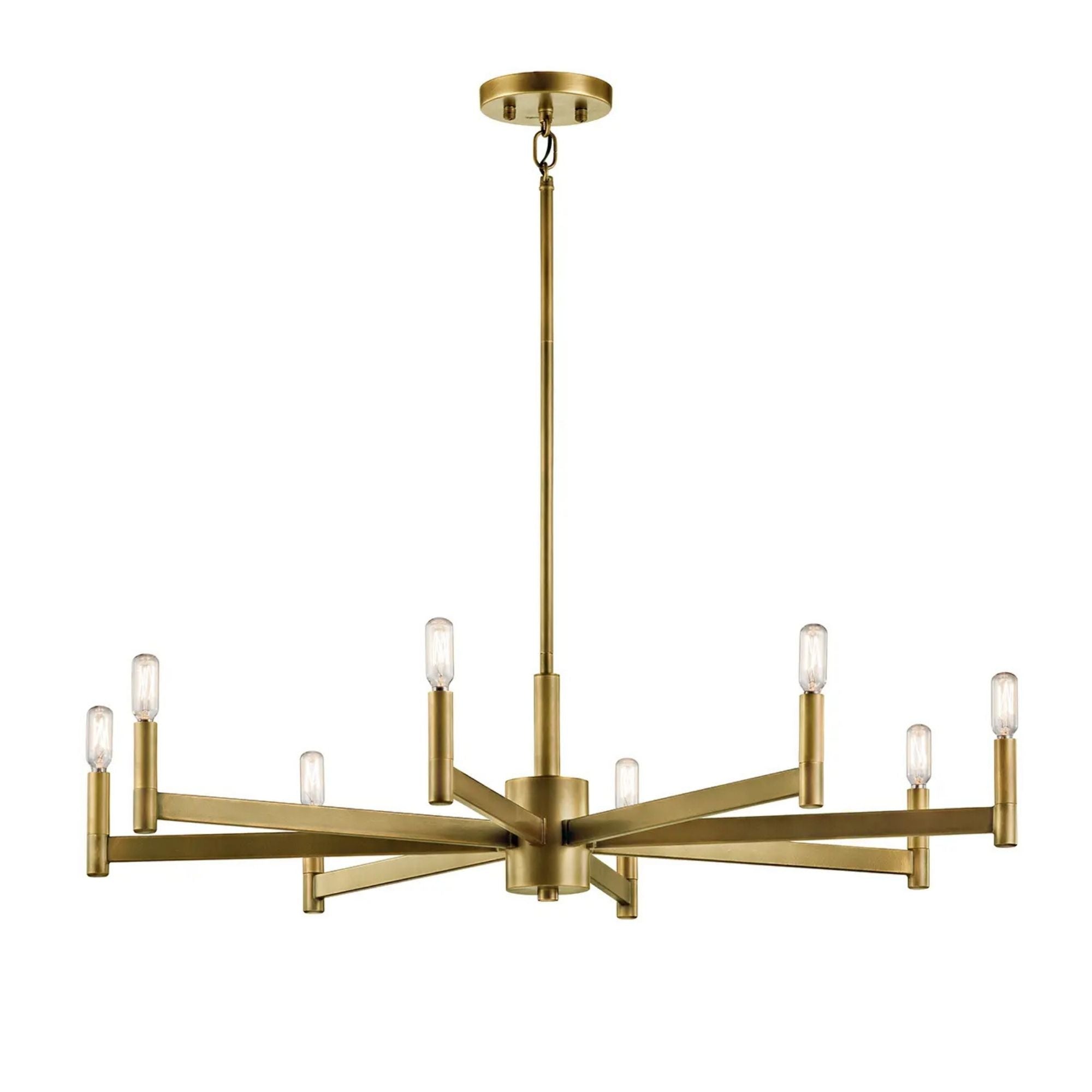 Erzo 36" 8-Light Chandelier, Natural Brass Finish