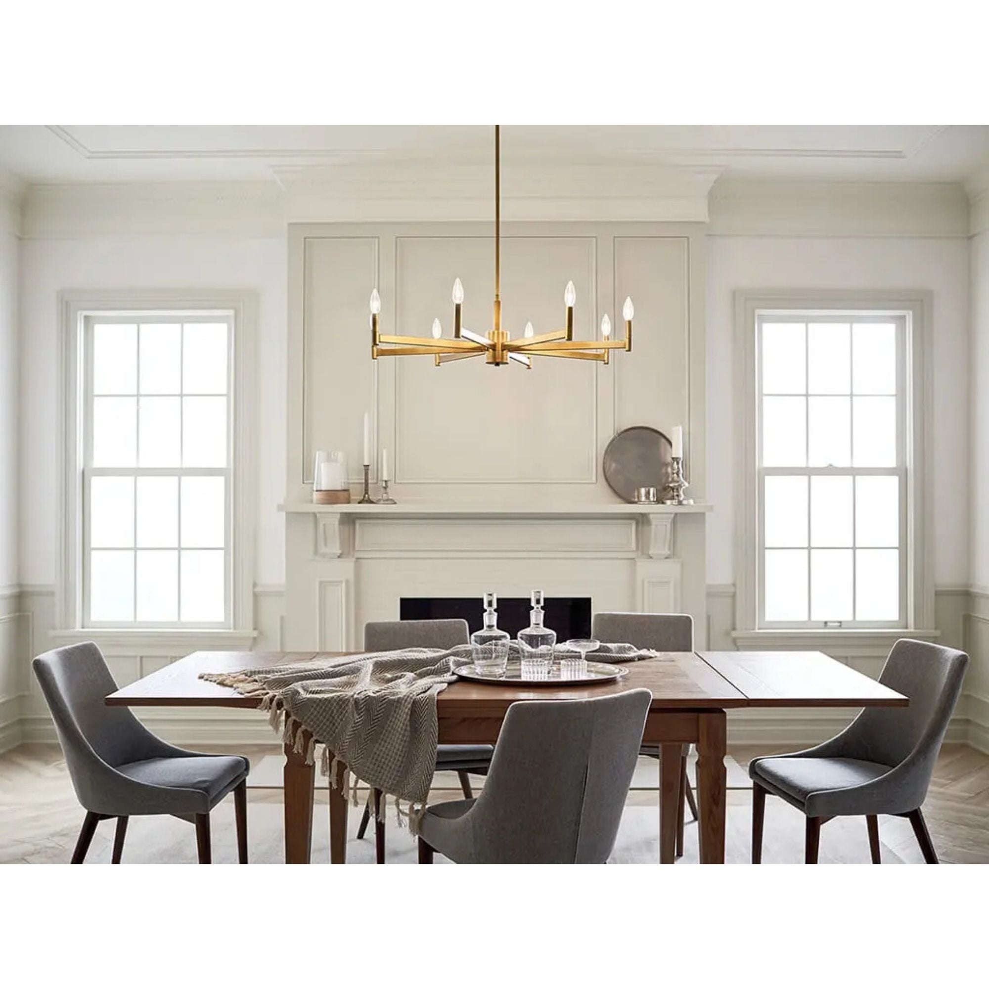 Erzo 36" 8-Light Chandelier, Natural Brass Finish