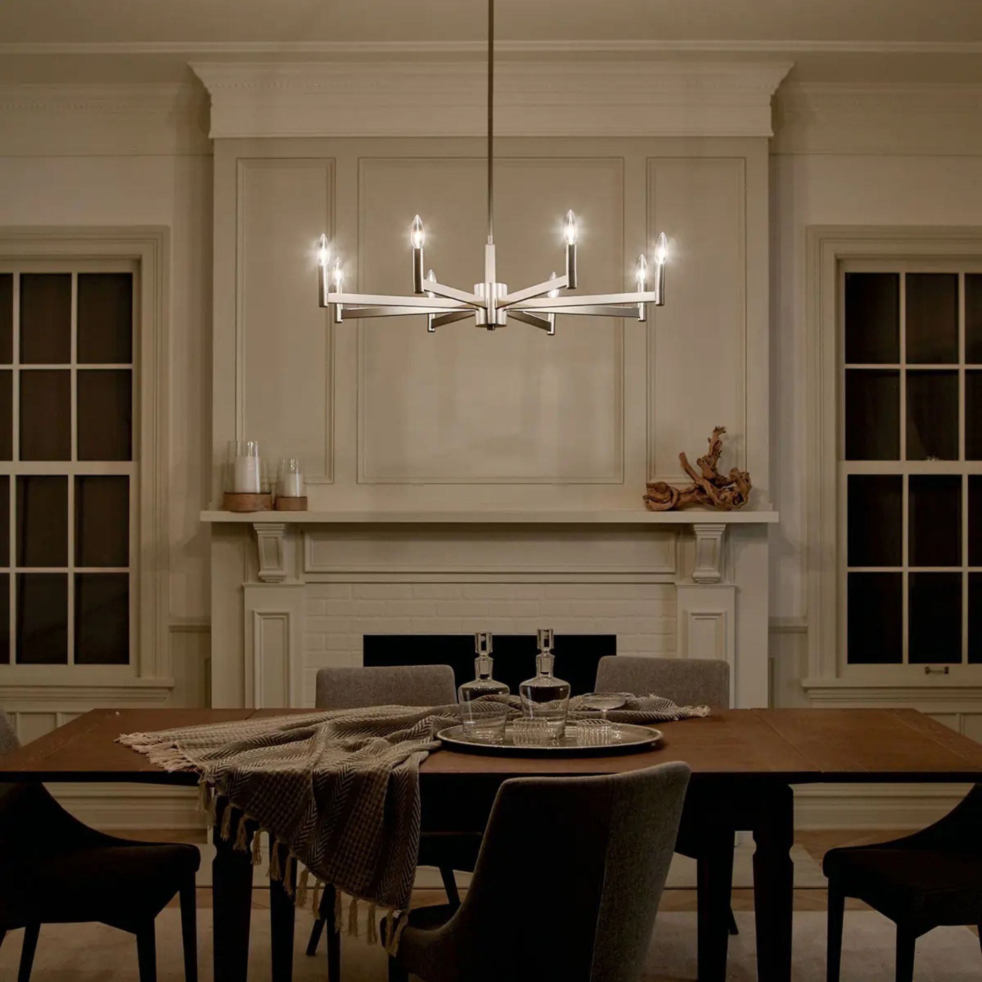 Erzo 36" 8-Light Chandelier, Satin Nickel Finish