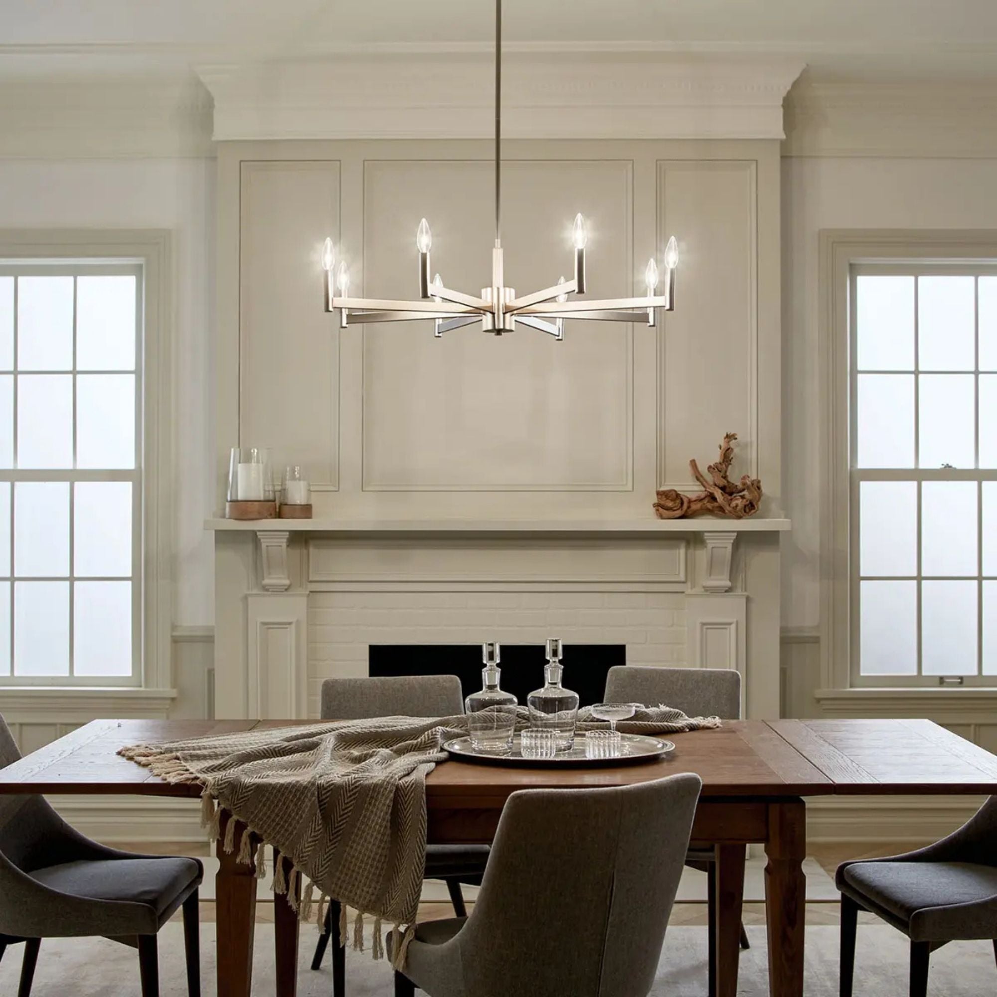 Erzo 36" 8-Light Chandelier, Satin Nickel Finish