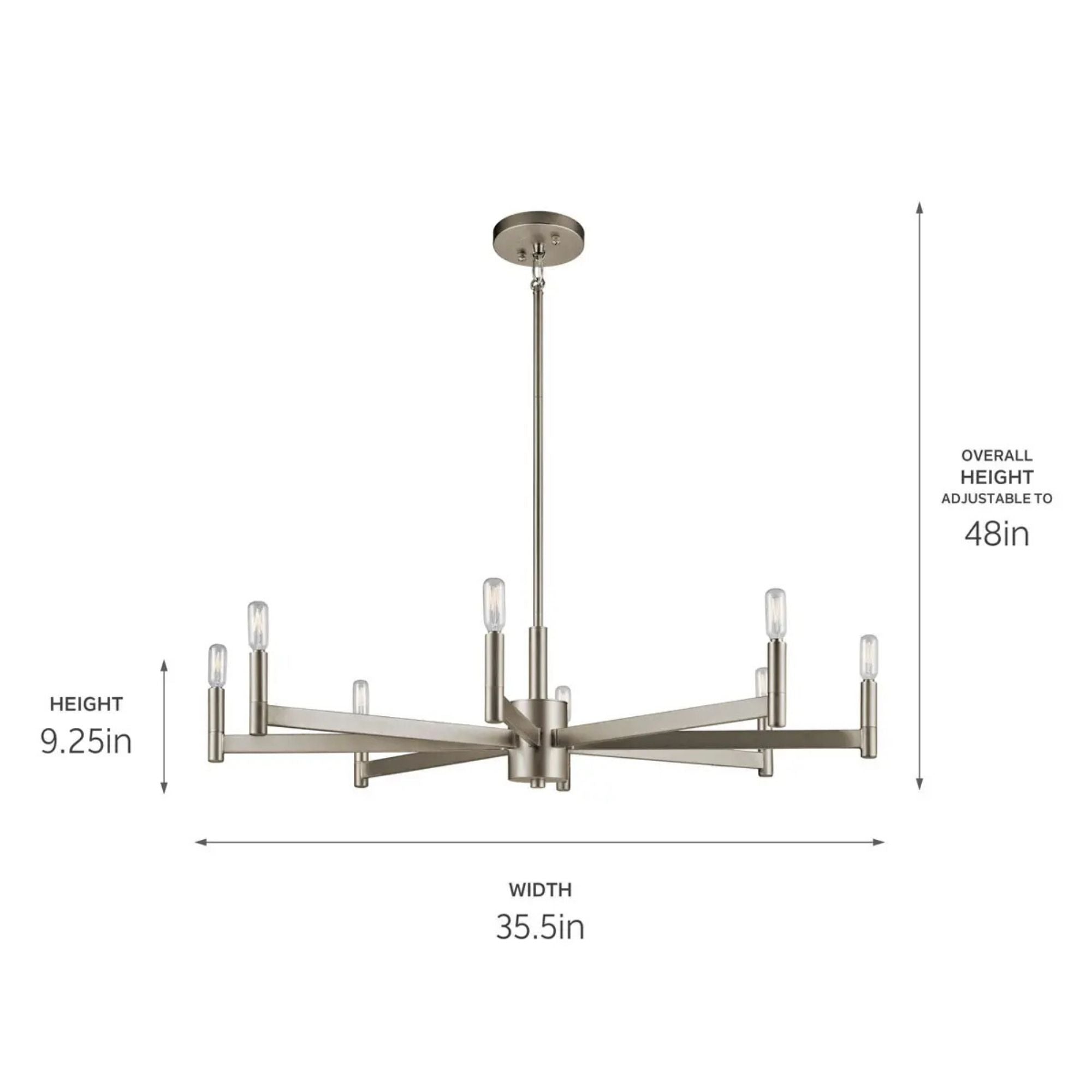 Erzo 36" 8-Light Chandelier, Satin Nickel Finish
