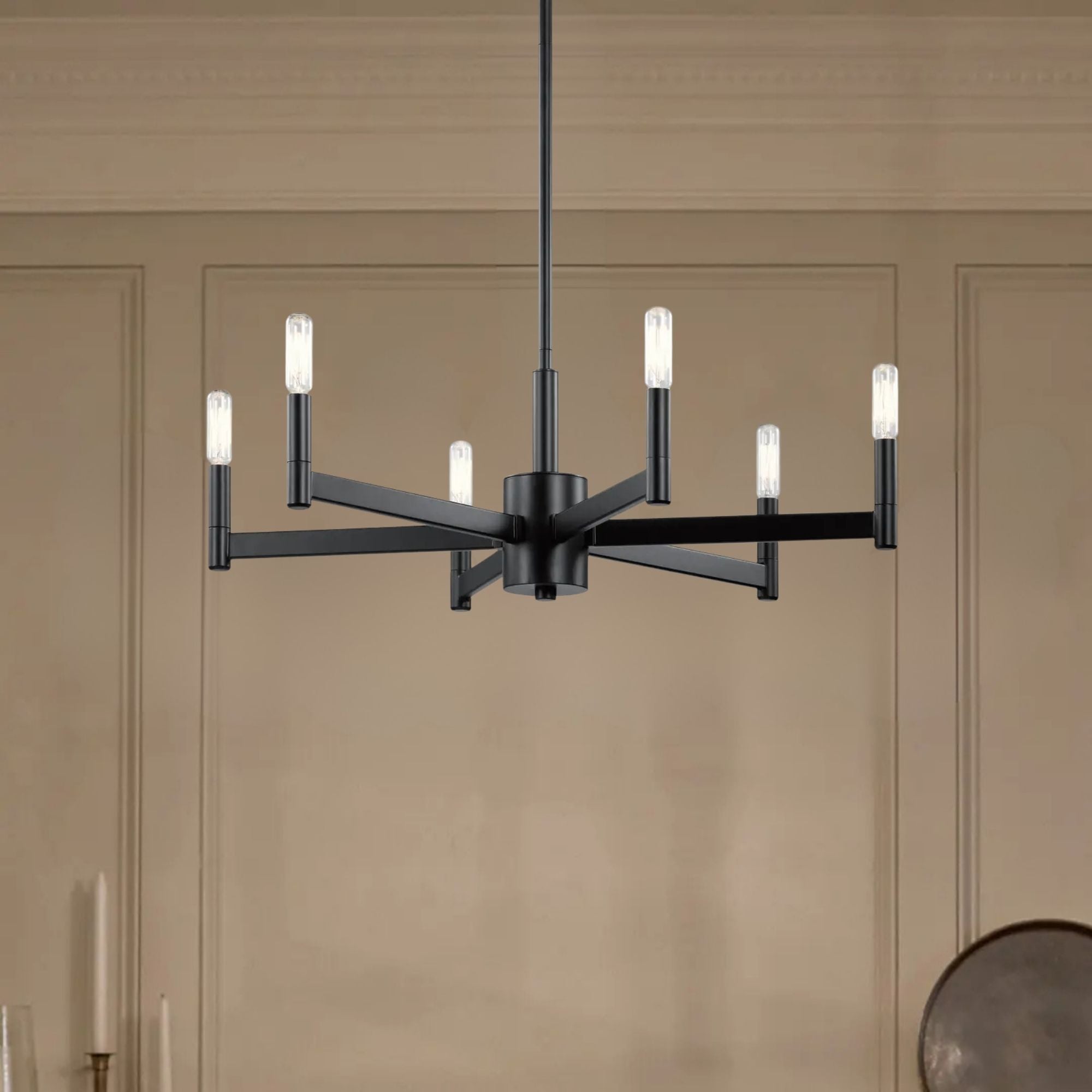 Erzo 26" 6-Light Chandelier, Black Finish