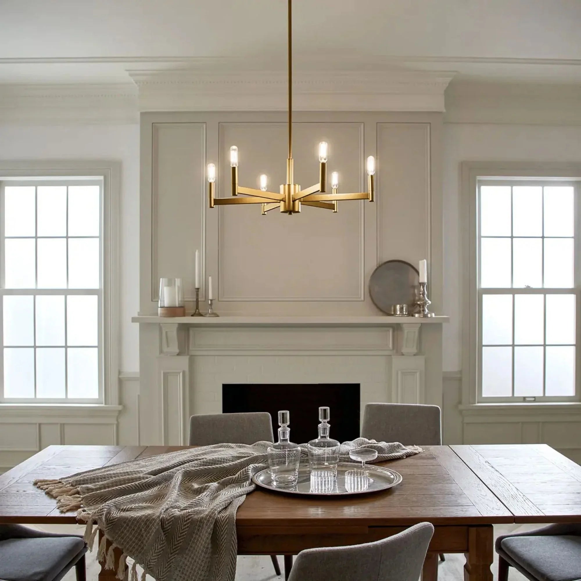 Erzo 26" 6-Light Chandelier, Natural Brass Finish