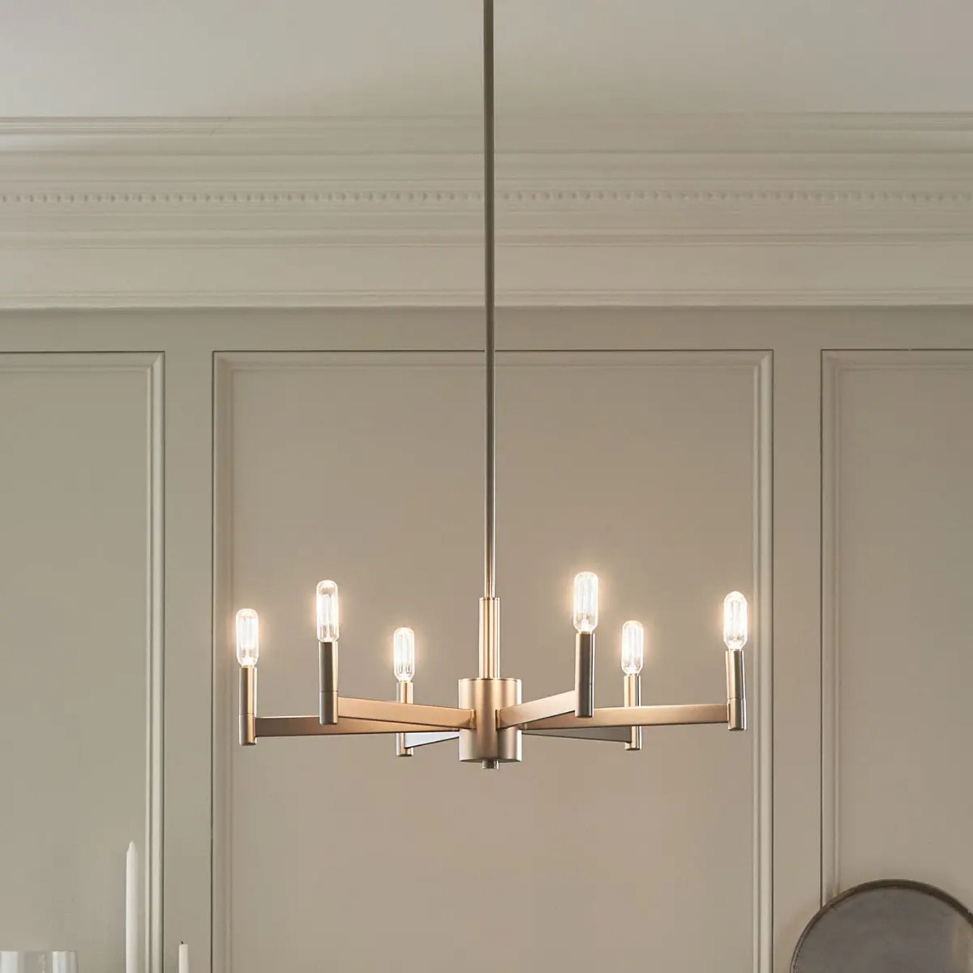 Erzo 26" 6-Light Chandelier, Satin Nickel Finish