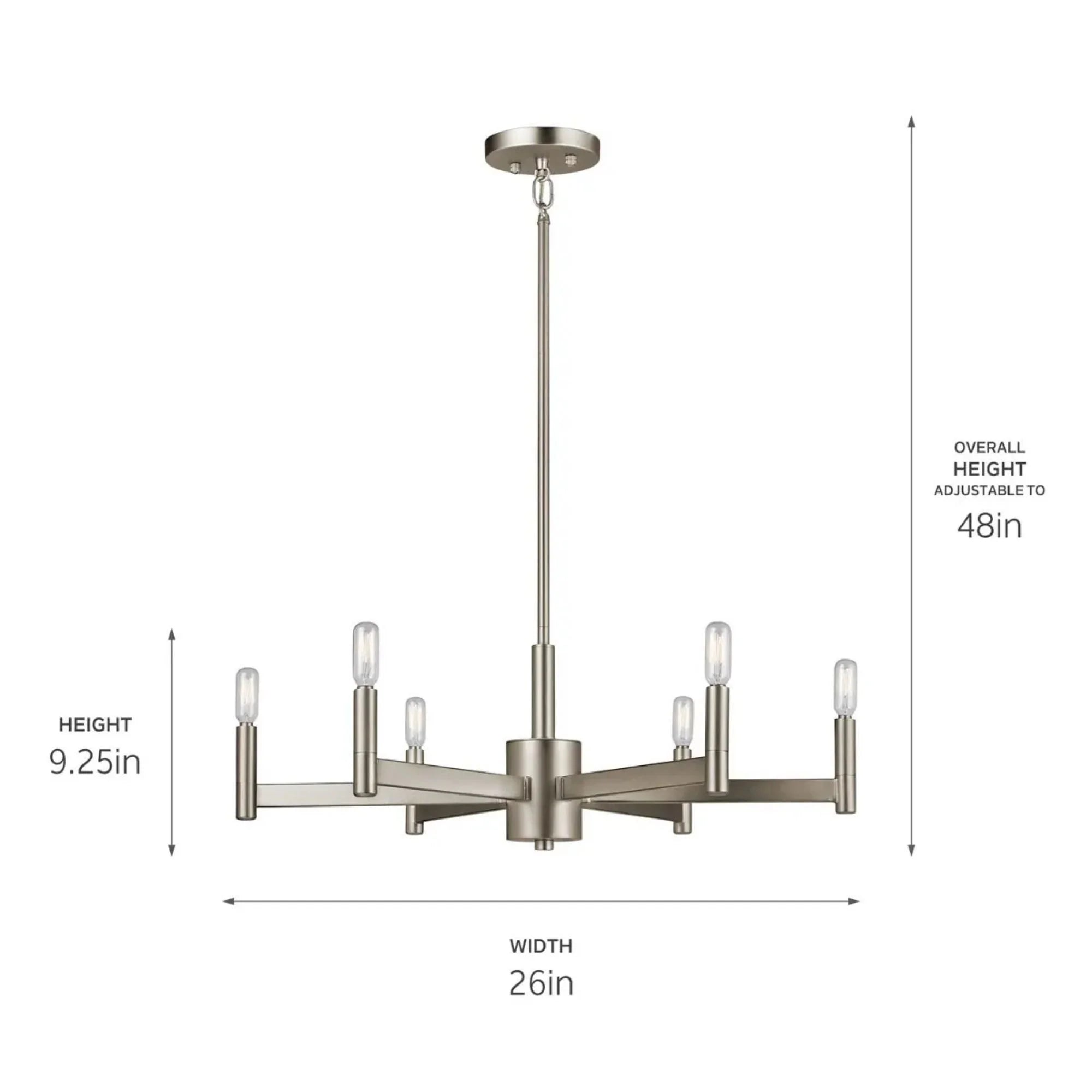 Erzo 26" 6-Light Chandelier, Satin Nickel Finish