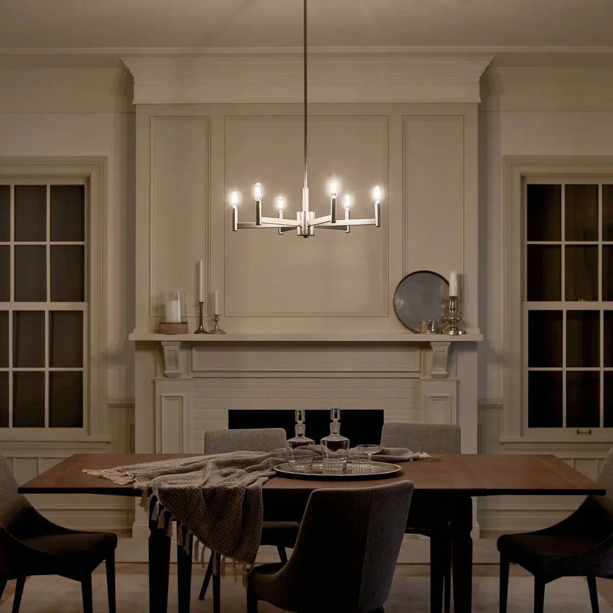 Erzo 26" 6-Light Chandelier, Satin Nickel Finish