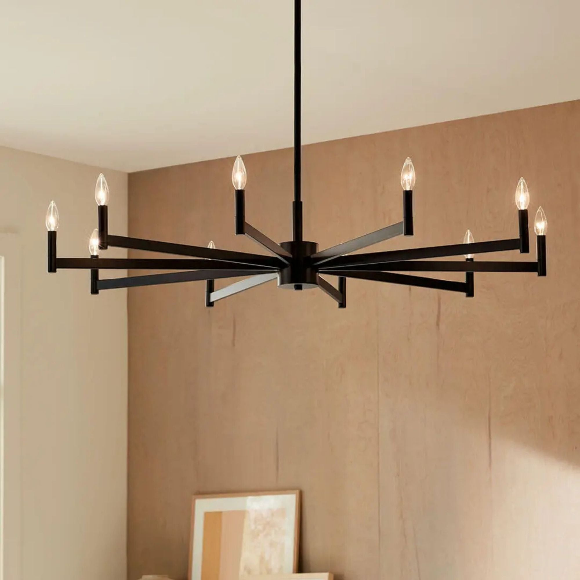 Erzo 48" 10-Light Chandelier, Black Finish