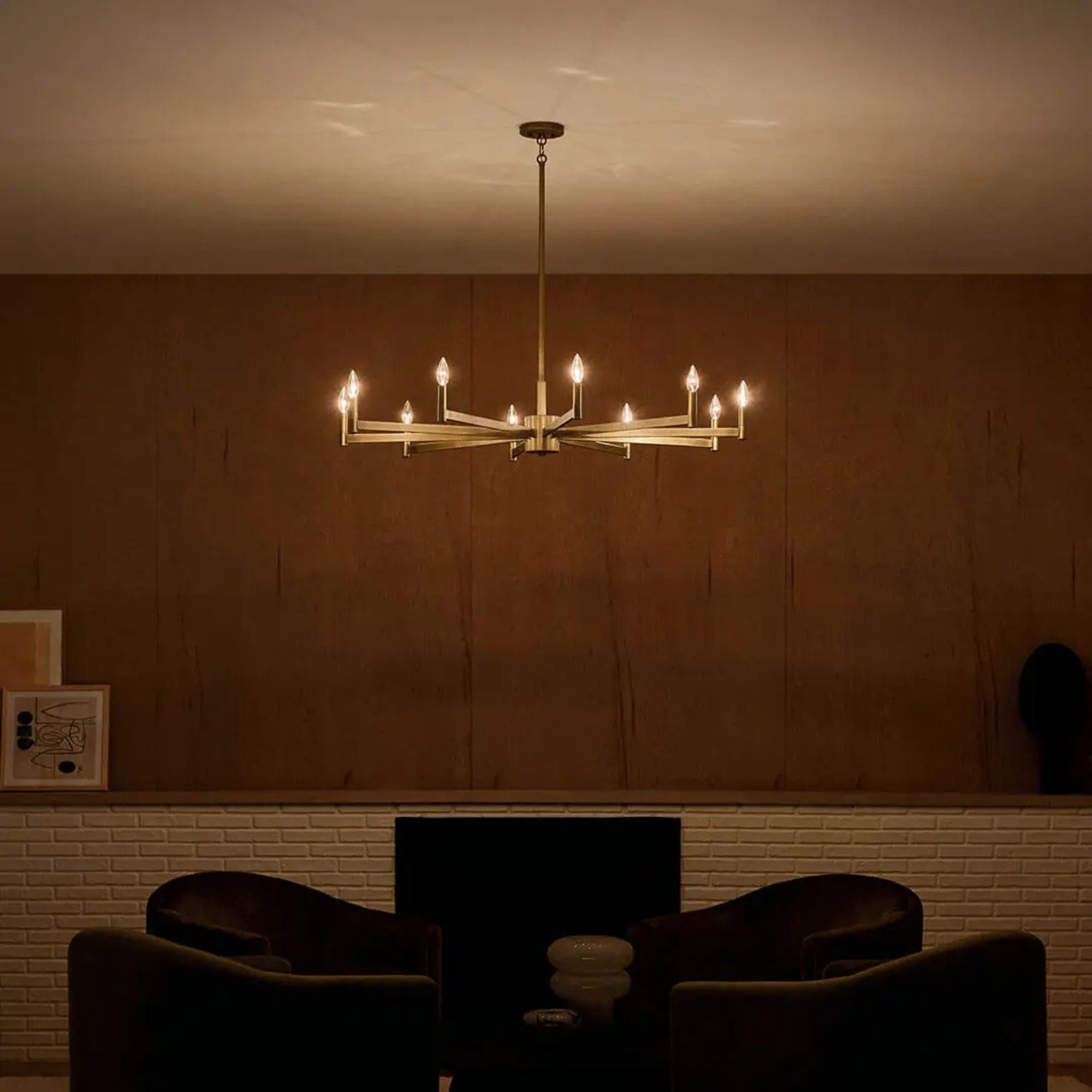 Erzo 48" 10-Light Chandelier, Natural Brass Finish