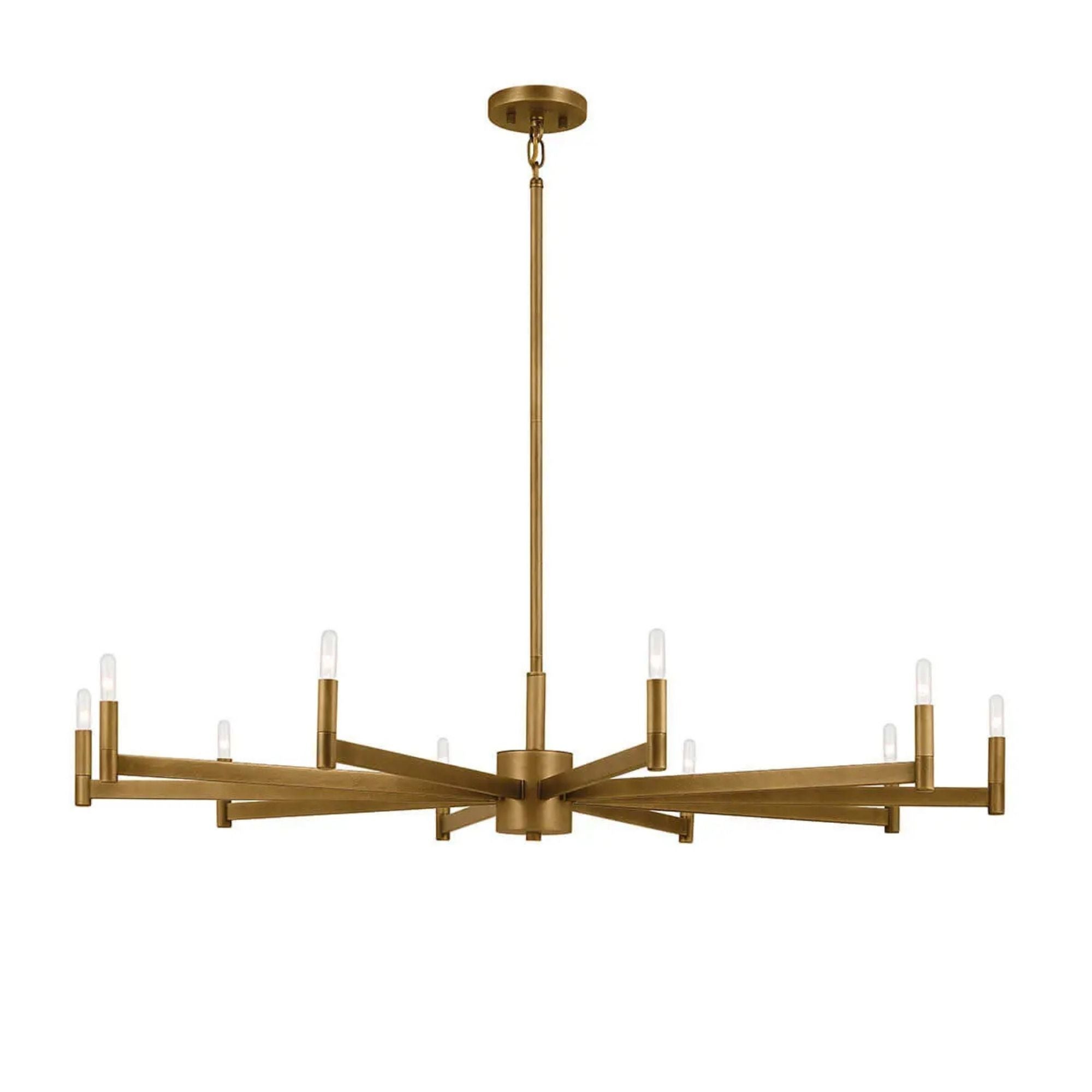 Erzo 48" 10-Light Chandelier, Natural Brass Finish