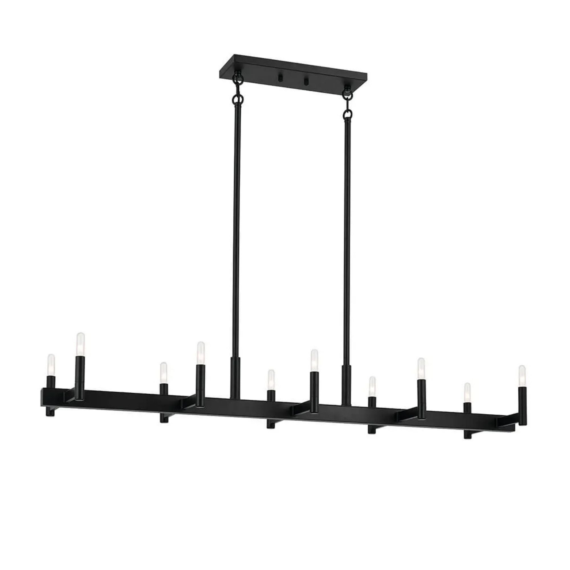 Erzo 50" 10-Light Linear Chandelier, Black Finish
