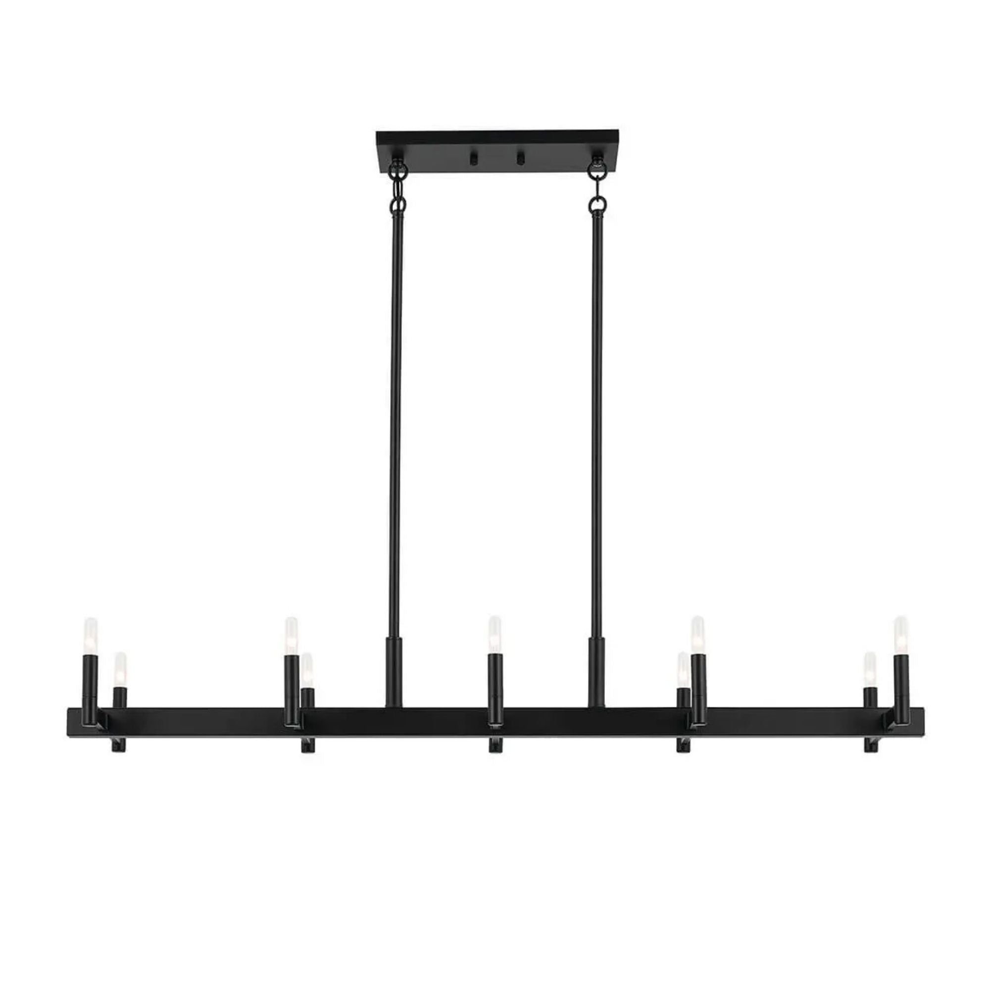 Erzo 50" 10-Light Linear Chandelier, Black Finish