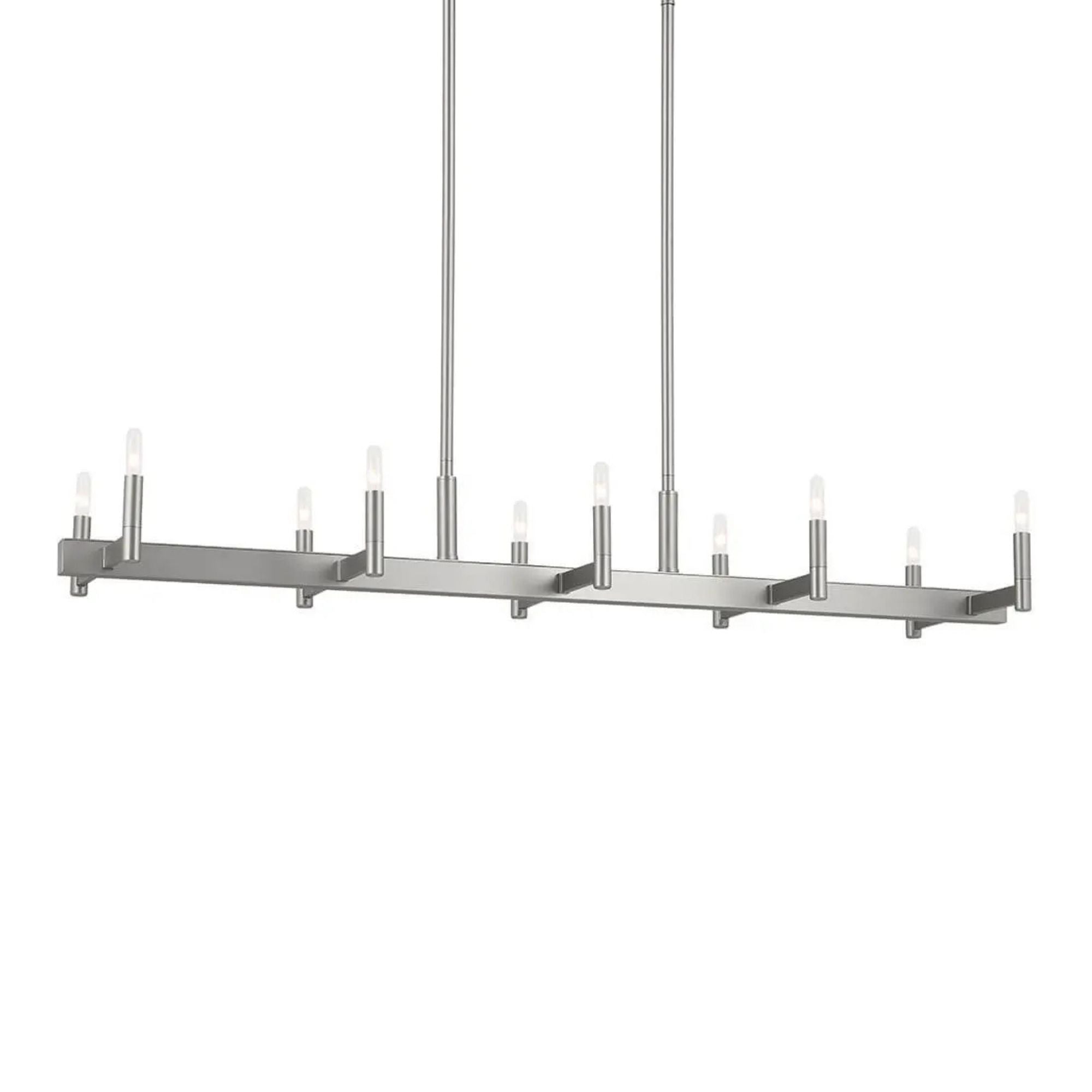 Erzo 50" 10-Light Linear Chandelier, Satin Nickel Finish