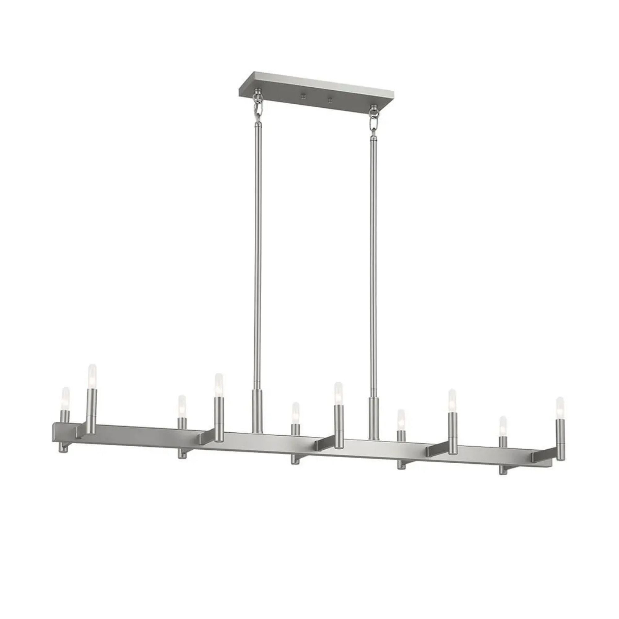 Erzo 50" 10-Light Linear Chandelier, Satin Nickel Finish