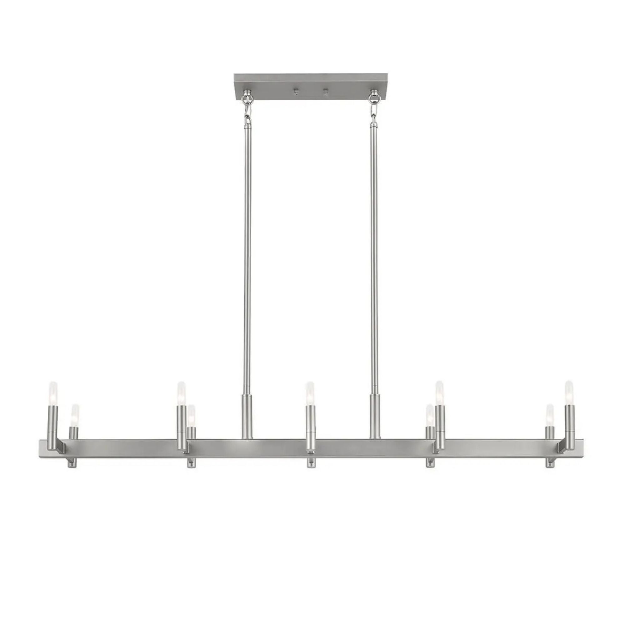 Erzo 50" 10-Light Linear Chandelier, Satin Nickel Finish