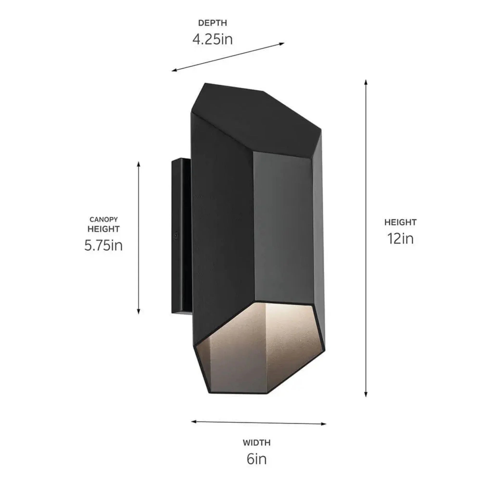 LED Outdoor Wall Light, 8W, 400 Lumens, 3000K, 120V, Black
