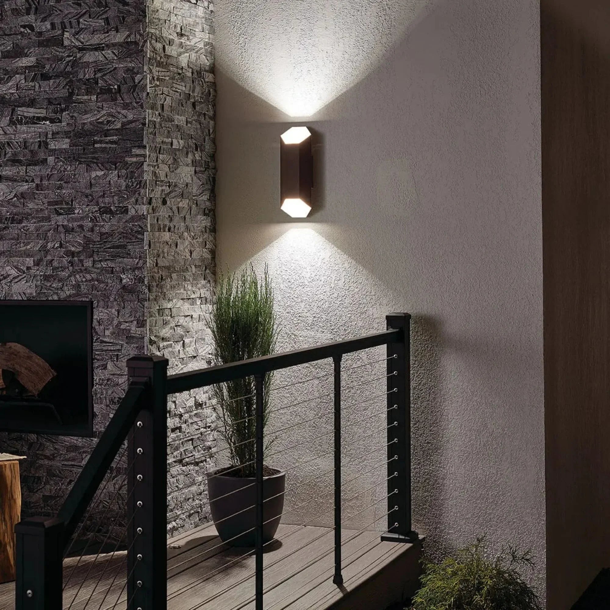 Kichler Estella 16.5 in. LED Outdoor Sconce, Textured Architectural Bronze with Clear Tempered Glass