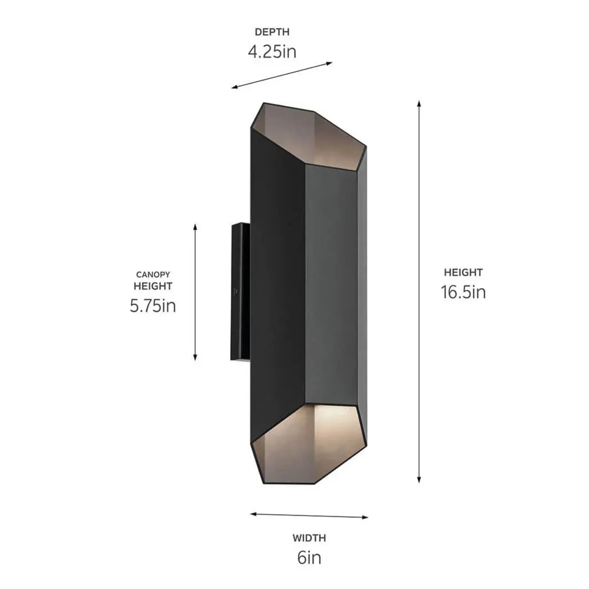 Kichler Estella 16.5 in. Outdoor Sconce, Black with Metal Hexagon Shade