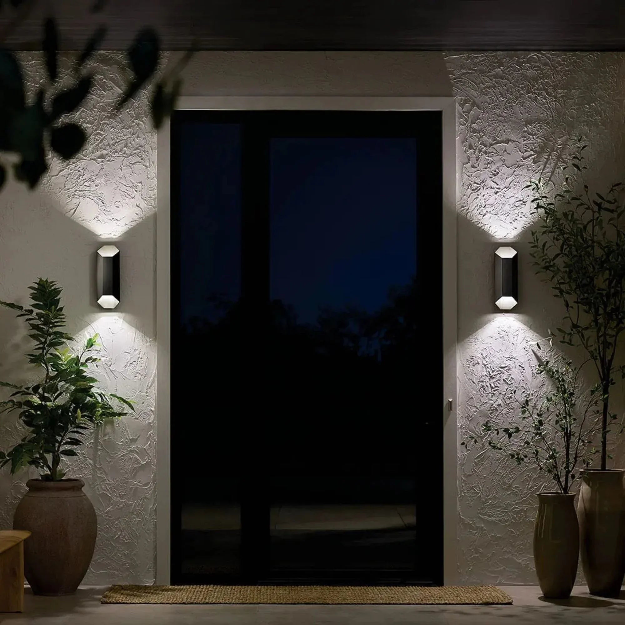 Kichler Estella 16.5 in. Outdoor Sconce, Black with Metal Hexagon Shade