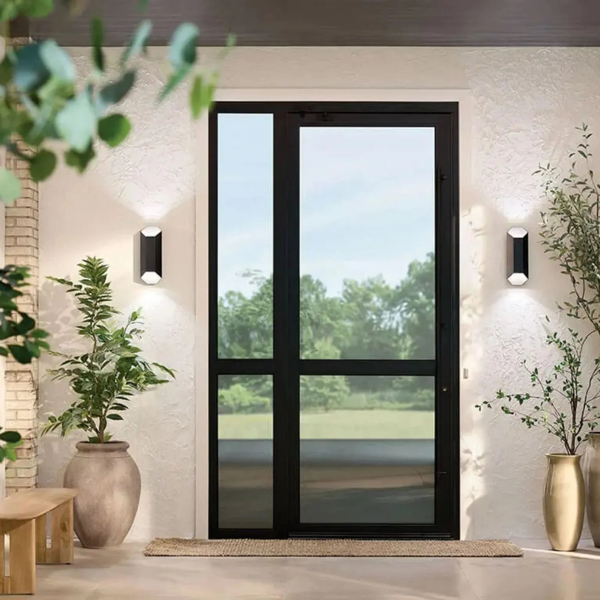 Kichler Estella 16.5 in. Outdoor Sconce, Black with Metal Hexagon Shade