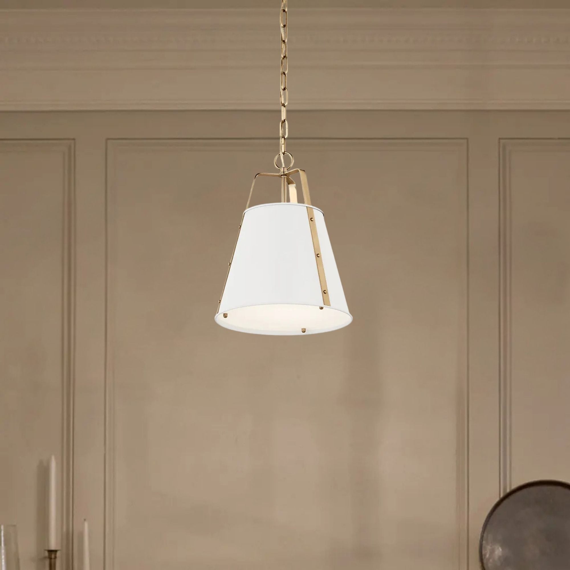 Etcher 13" Pendant, White Finish