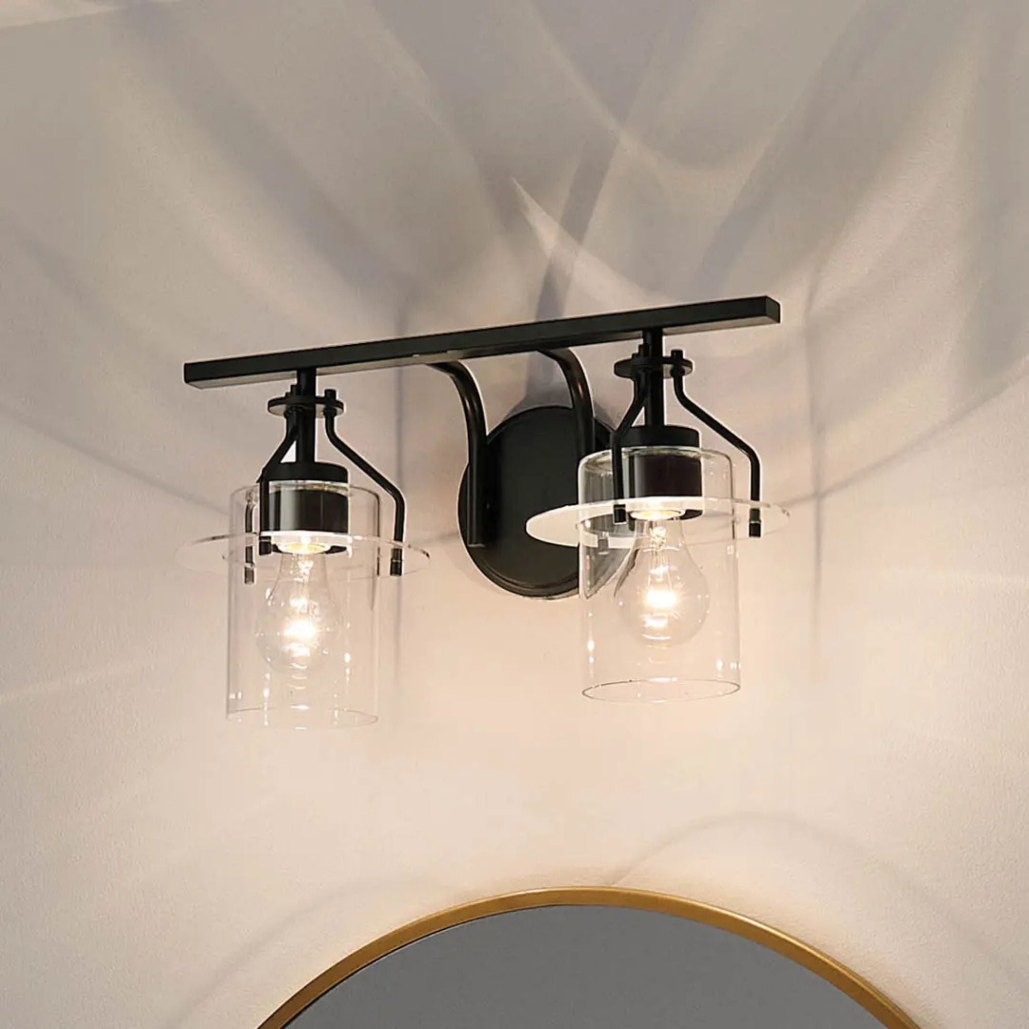 Everett 16" 2-Light Bath Vanity Light, Black Finish