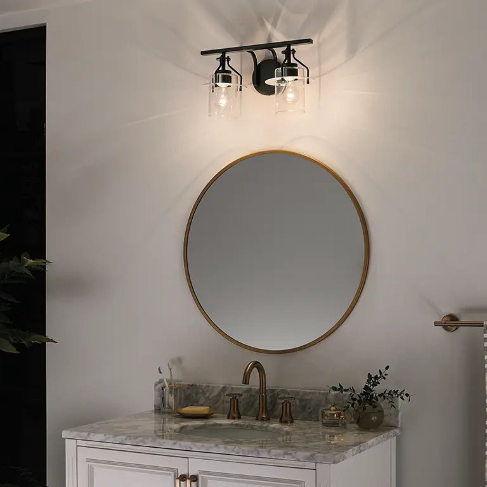 Kichler Lighting - Everett 16" 2-Light Bath Vanity Light, Black Finish | Bees Lighting