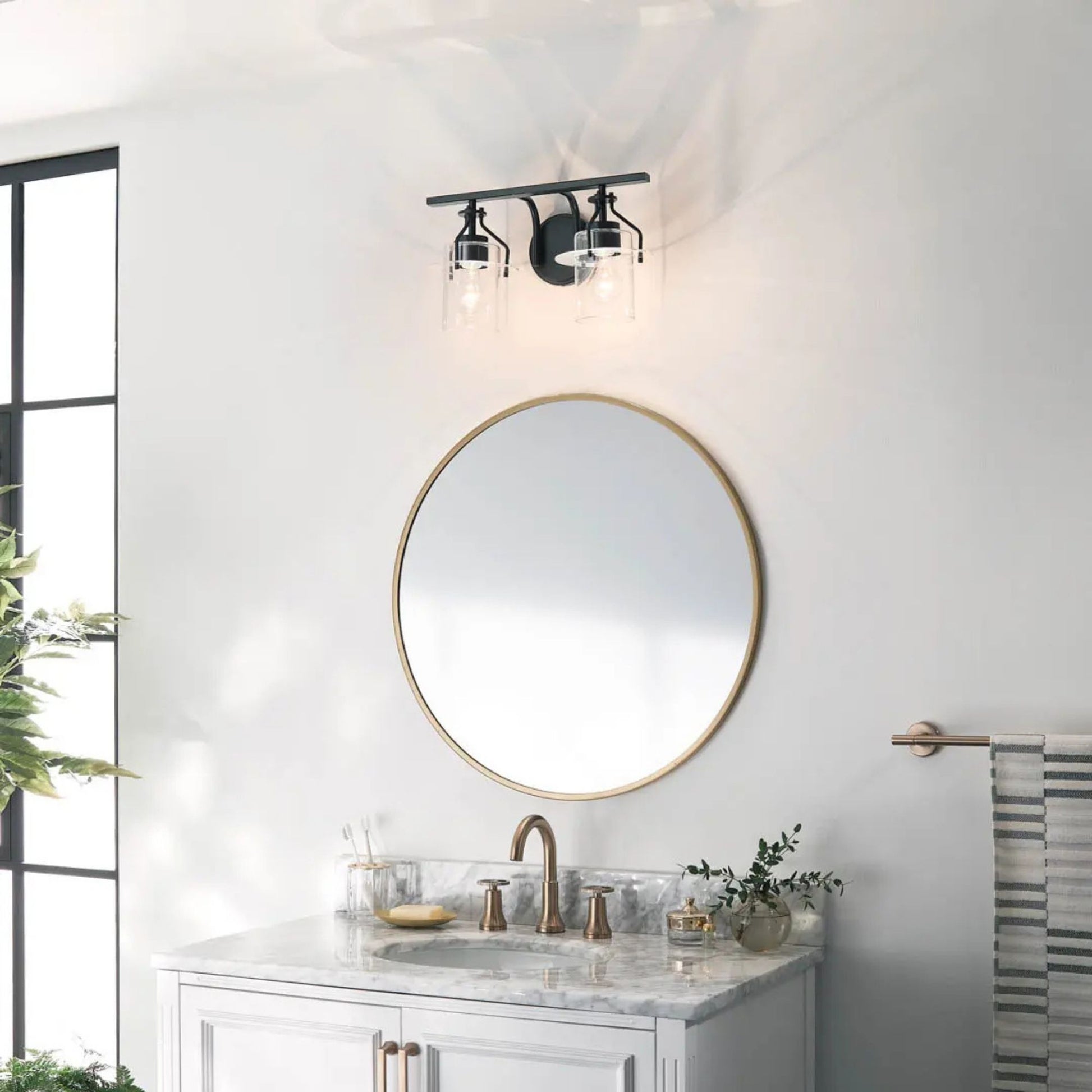 Kichler Lighting - Everett 16" 2-Light Bath Vanity Light, Black Finish | Bees Lighting