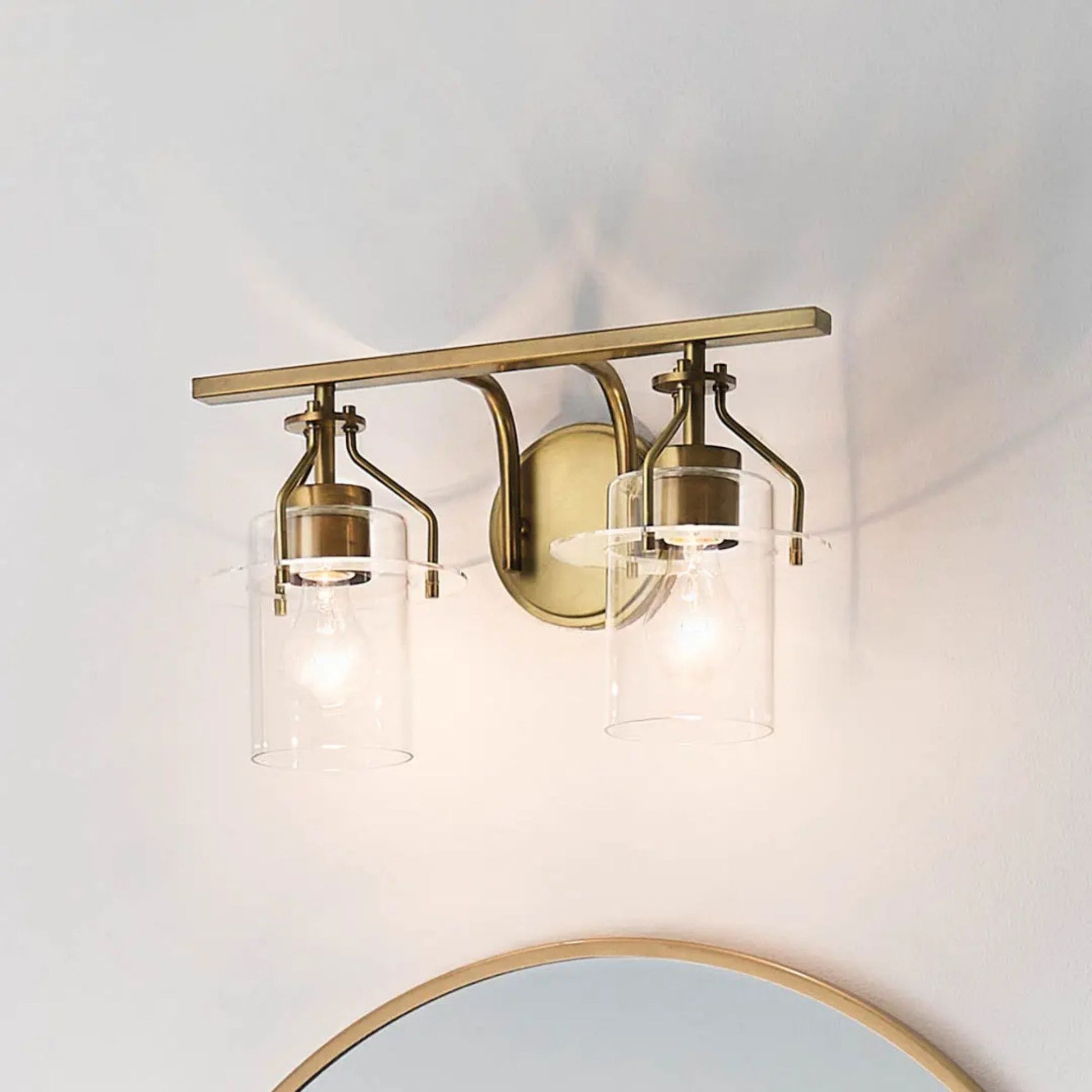 Kichler Lighting - Everett 16" 2-Light Bath Vanity Light, Brushed Brass Finish | Bees Lighting