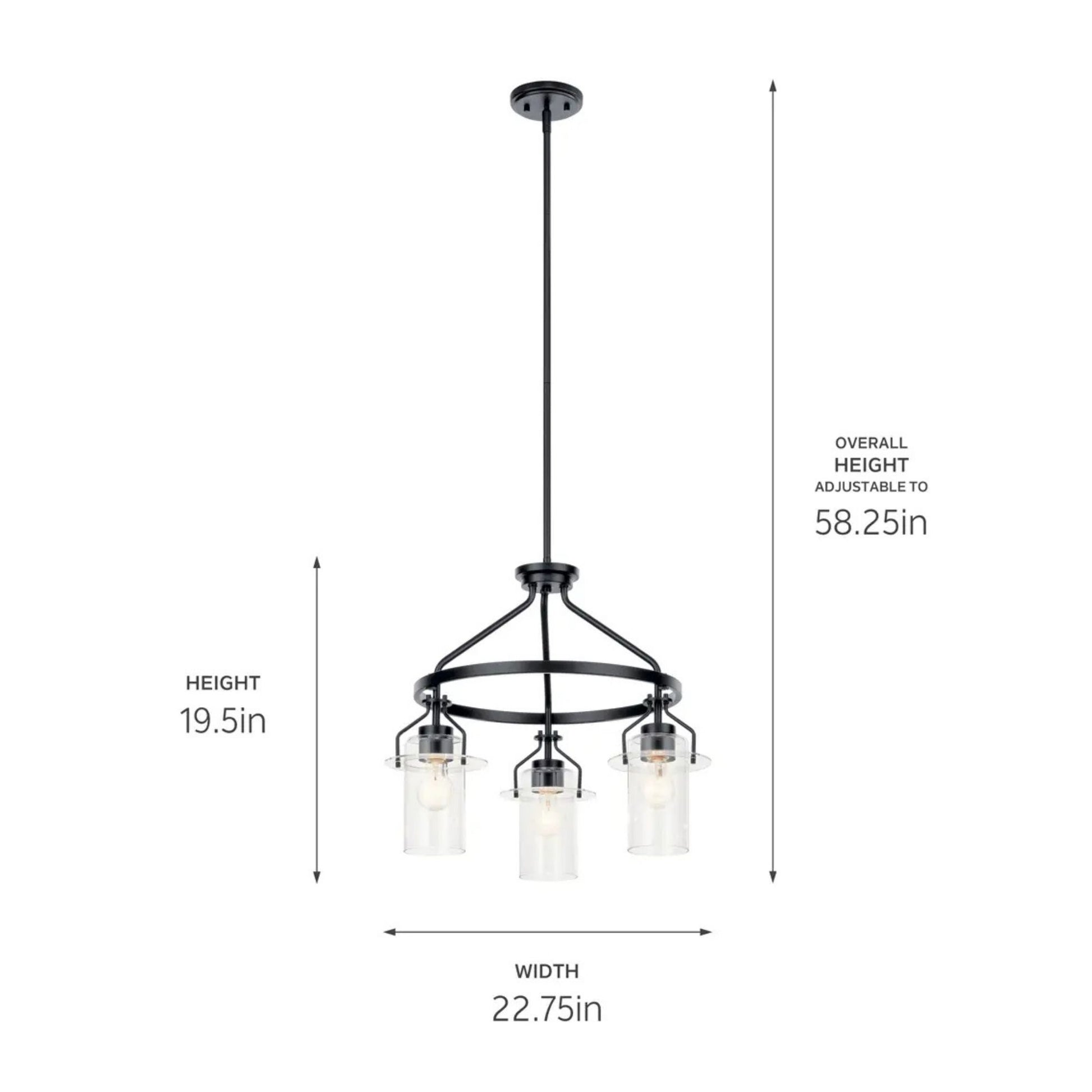 Kichler Lighting - Everett 23" 3-Light Chandelier, Black Finish | Bees Lighting