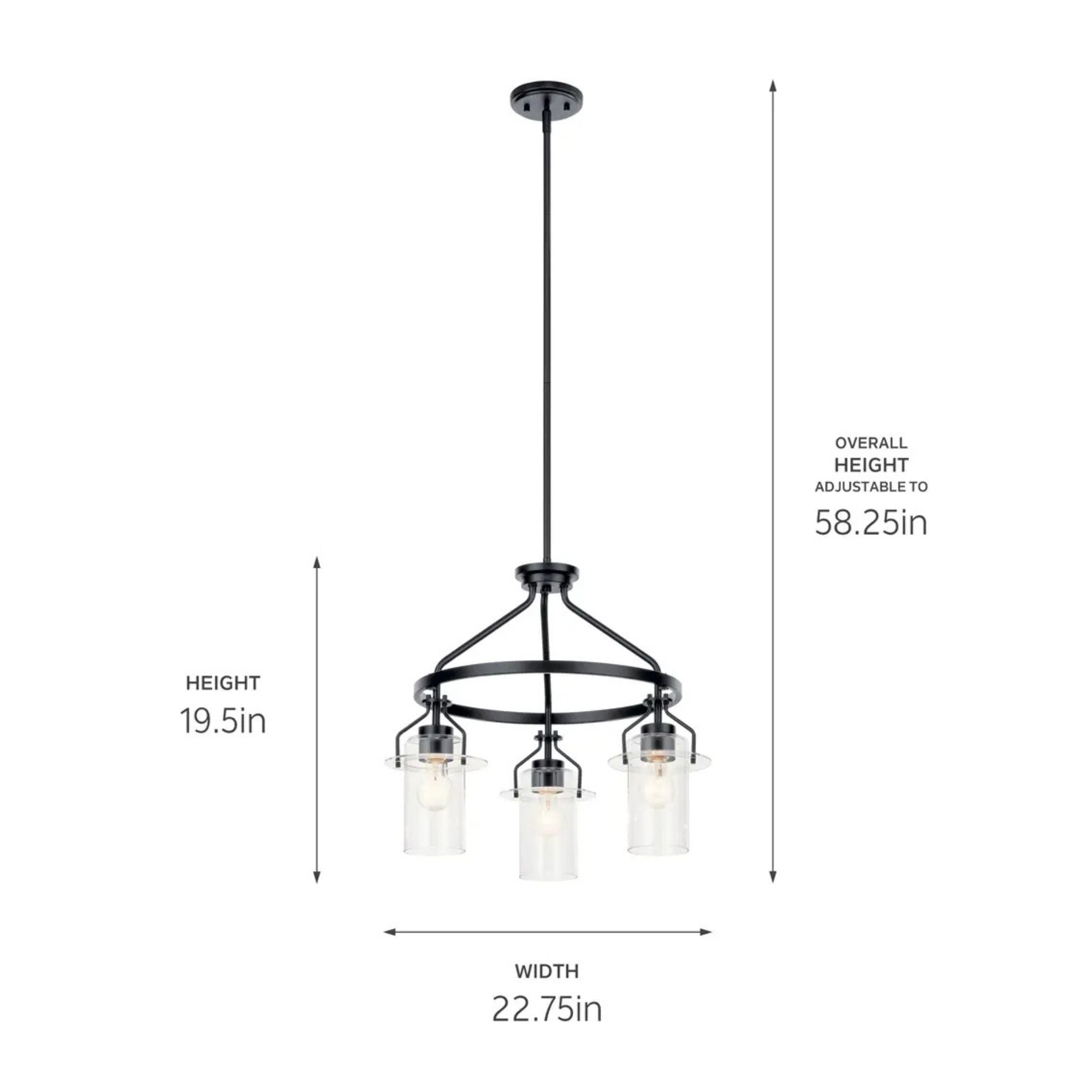 Kichler Lighting - Everett 23" 3-Light Chandelier, Black Finish | Bees Lighting