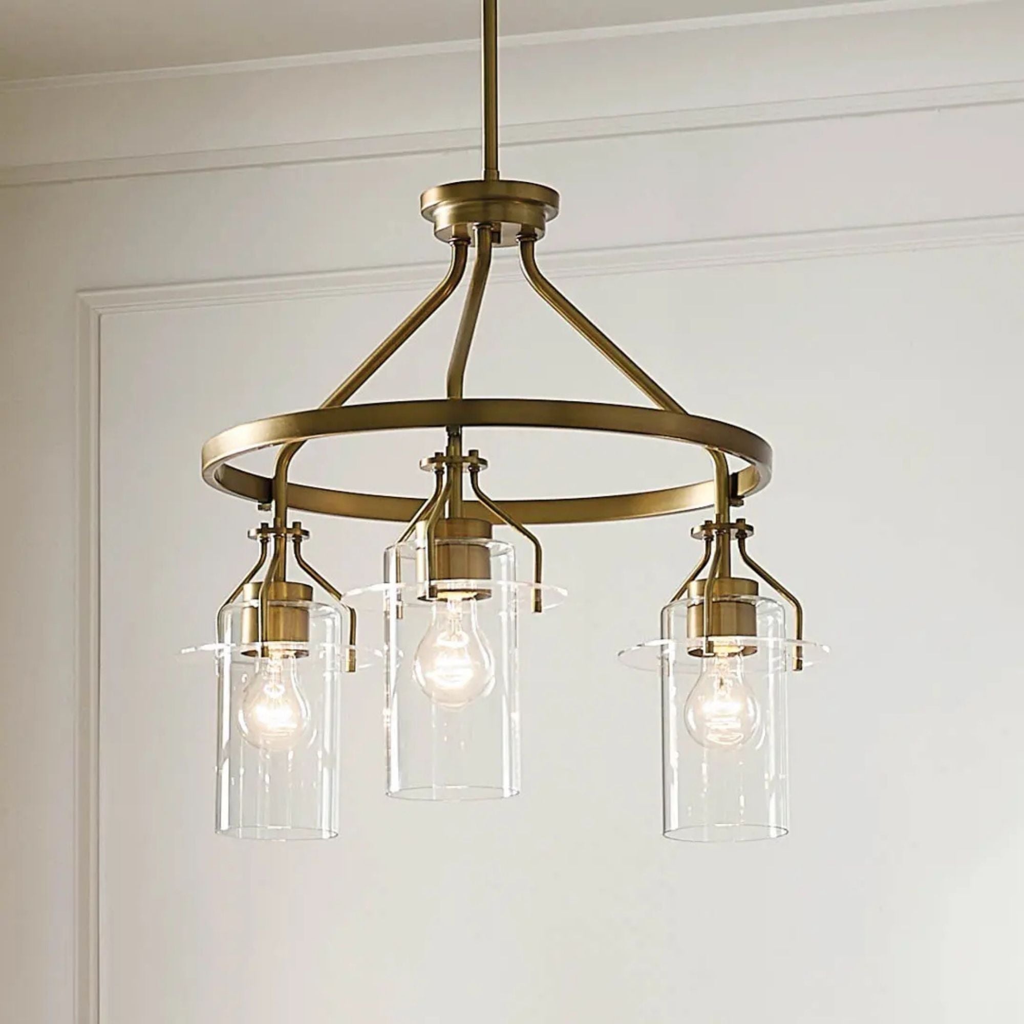 Everett 23" 3-Light Chandelier, Brushed Brass Finish