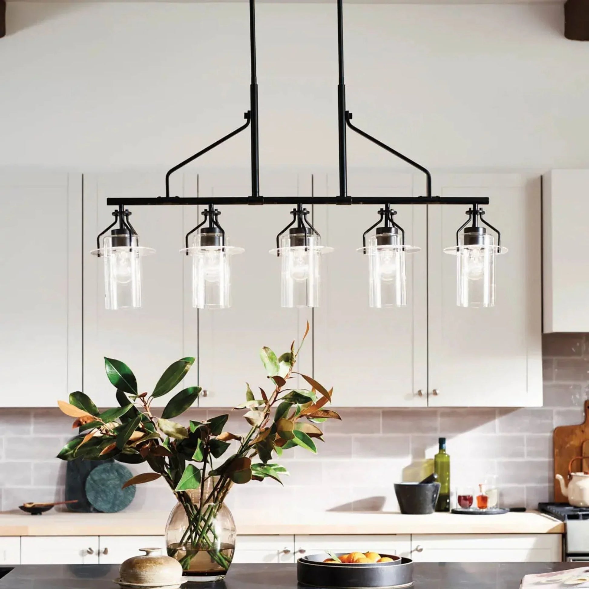 Kichler Lighting - Everett 42" 5-Light Linear Chandelier, Black Finish | Bees Lighting