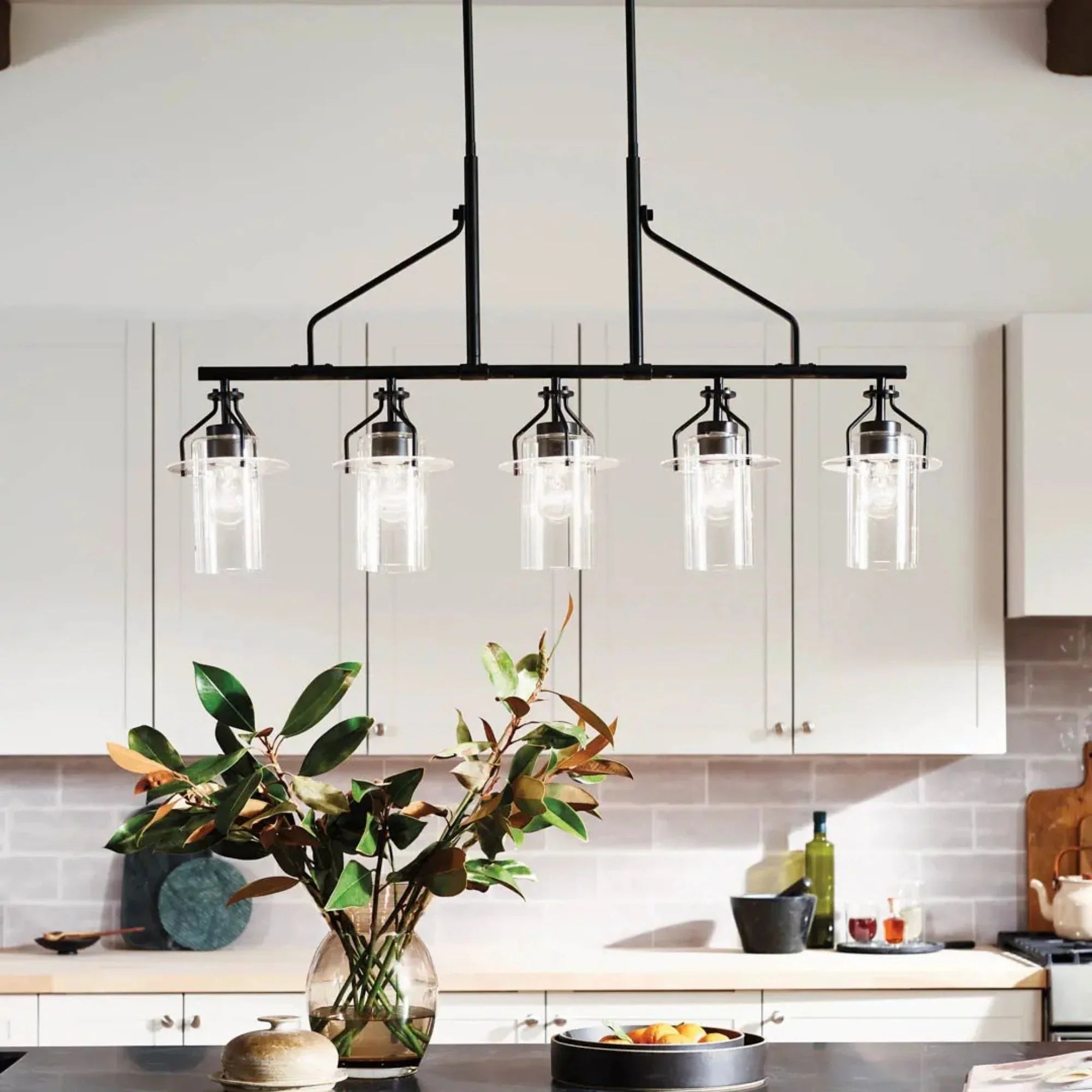 Kichler Lighting - Everett 42" 5-Light Linear Chandelier, Black Finish | Bees Lighting