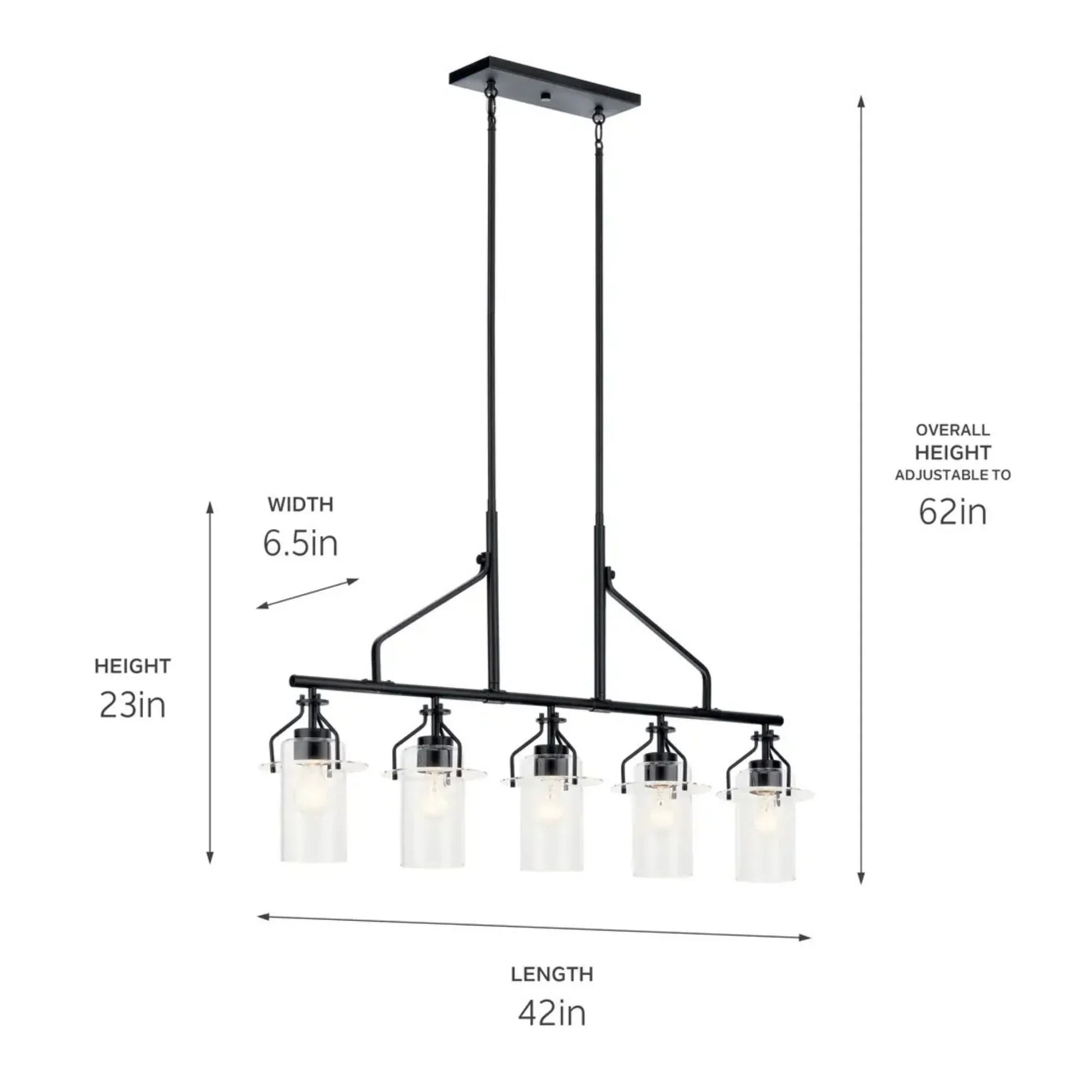 Kichler Lighting - Everett 42" 5-Light Linear Chandelier, Black Finish | Bees Lighting